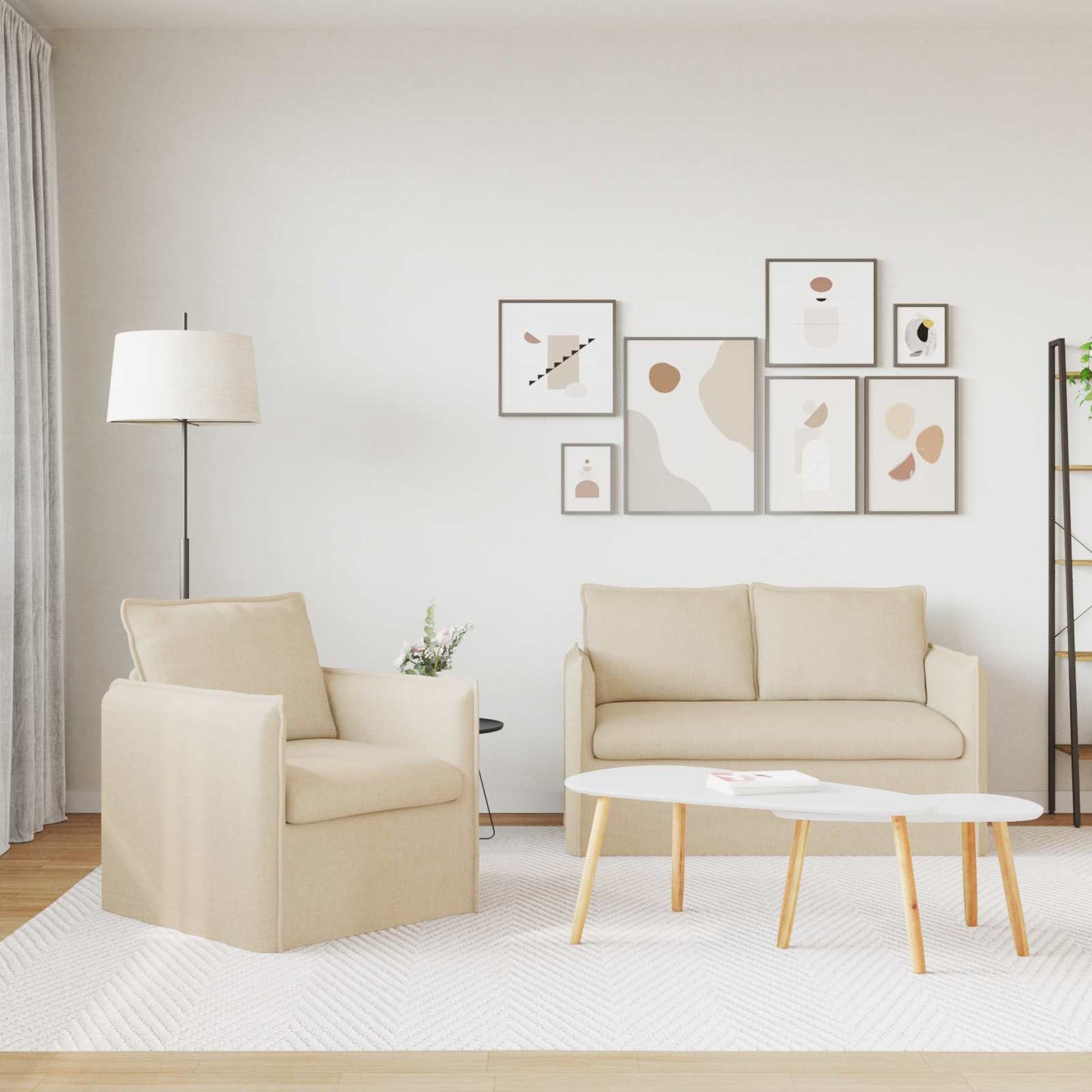vidaXL Σετ Καναπέ 2 pcs Κρεμ 136 x 82 x 85 εκ Ύφασμα