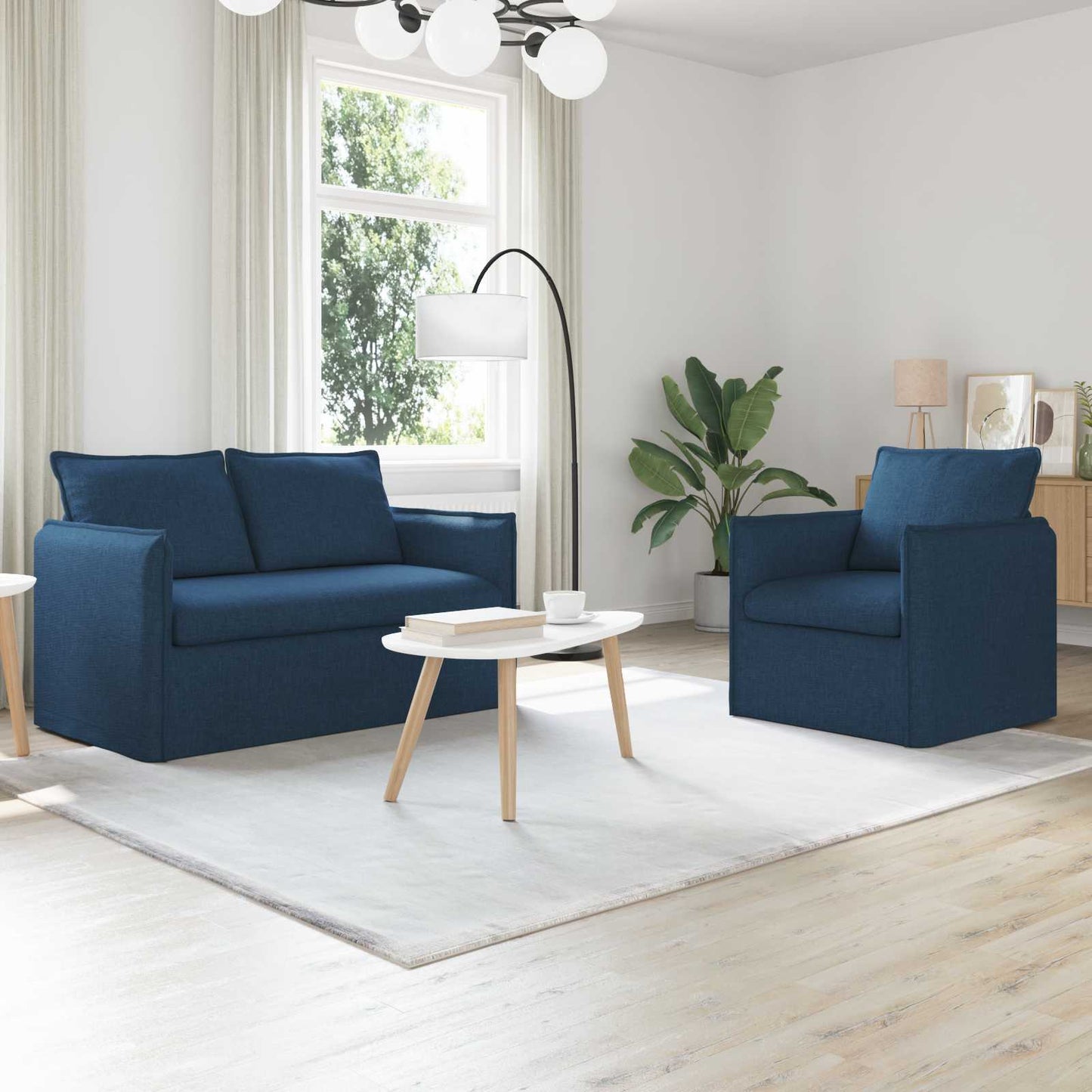vidaXL Σετ Καναπέ 2 pcs Μπλε 136 x 82 x 85 εκ Ύφασμα