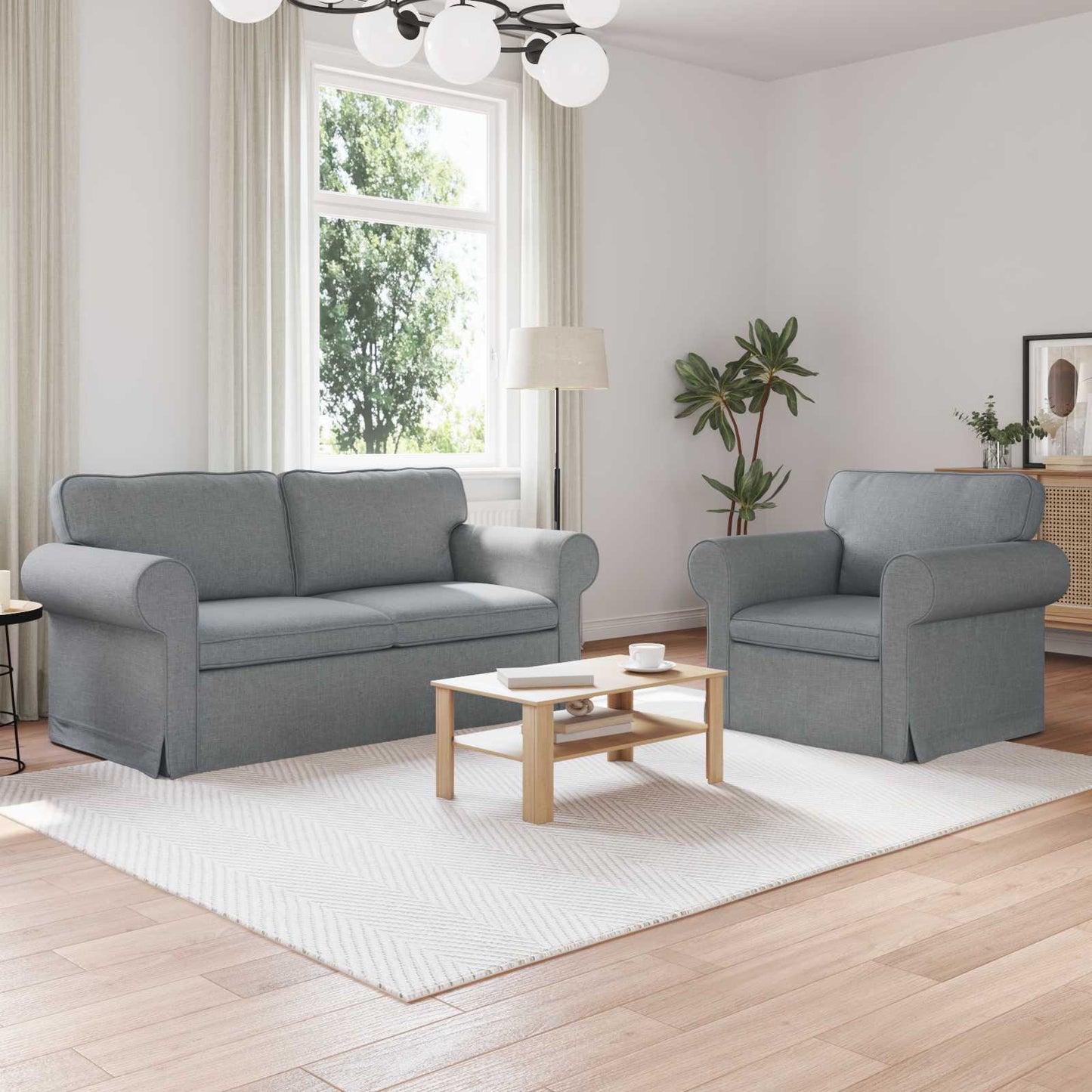 vidaXL Σετ Καναπέ 2 pcs Ανοιχτό γκρι 175 x 82 x 80 εκ ύφασμα