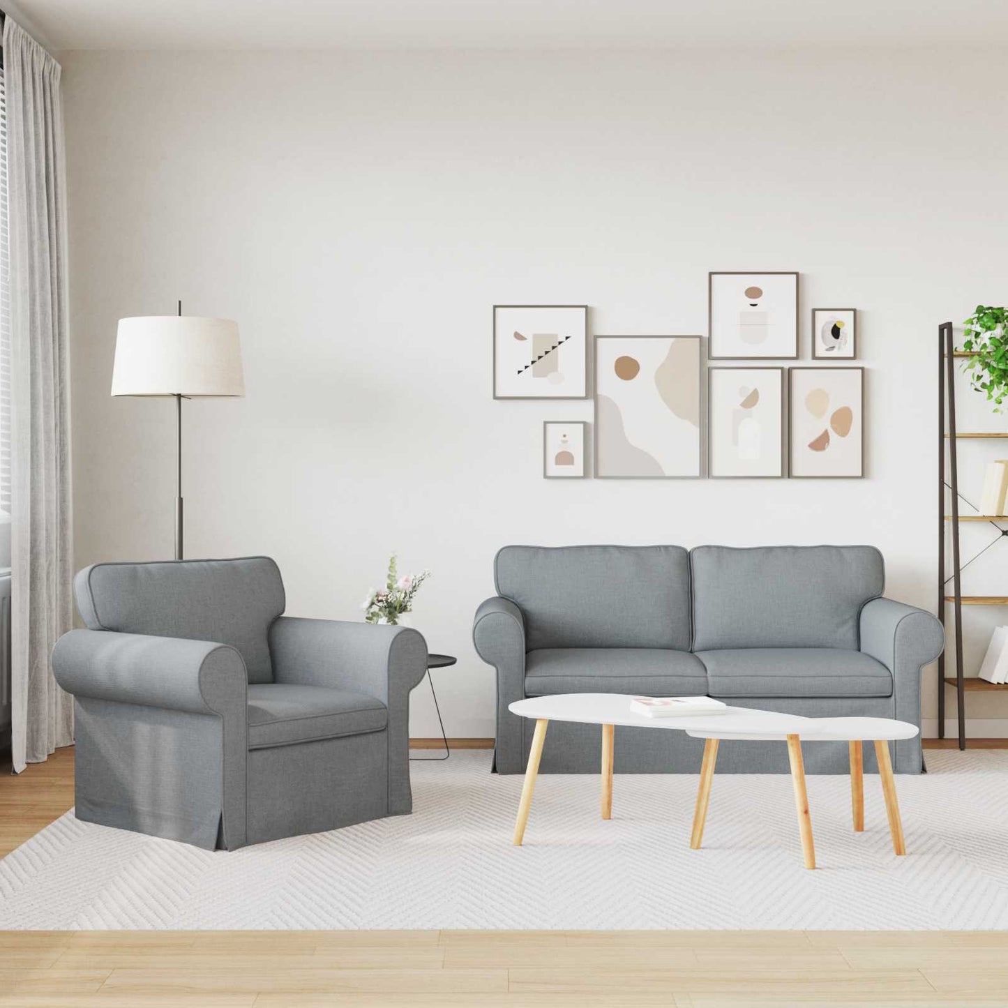 vidaXL Σετ Καναπέ 2 pcs Ανοιχτό γκρι 175 x 82 x 80 εκ ύφασμα