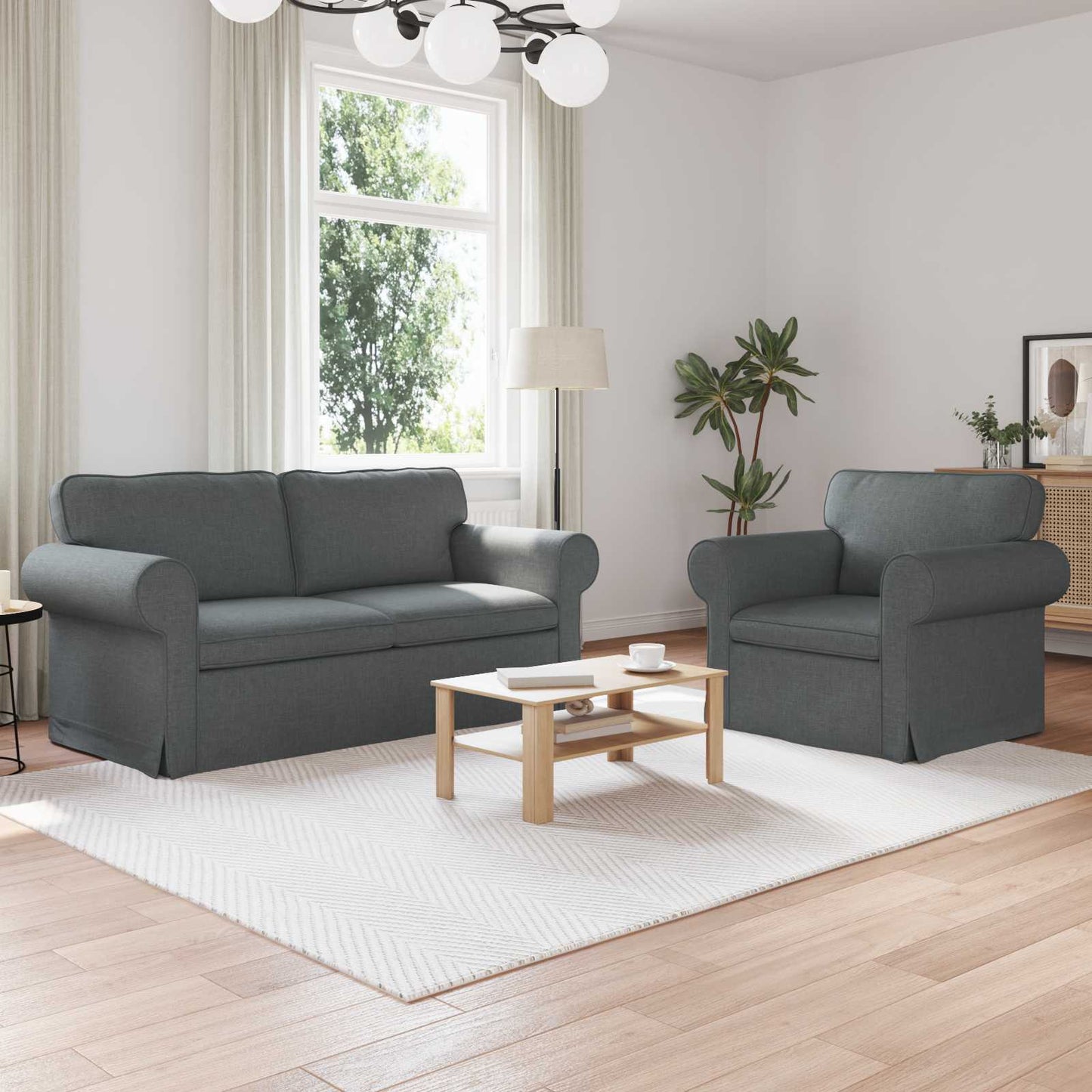 vidaXL Σετ Καναπέ 2 pcs Σκούρο Γκρι 175 x 82 x 80 εκ ύφασμα