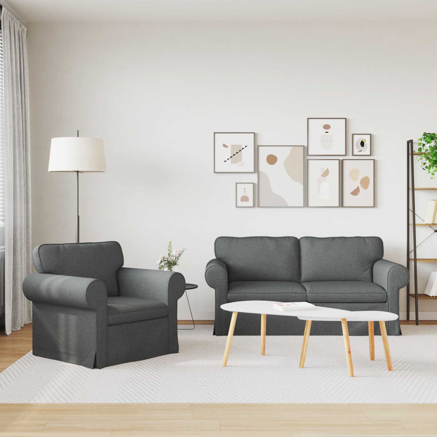 vidaXL Σετ Καναπέ 2 pcs Σκούρο Γκρι 175 x 82 x 80 εκ ύφασμα