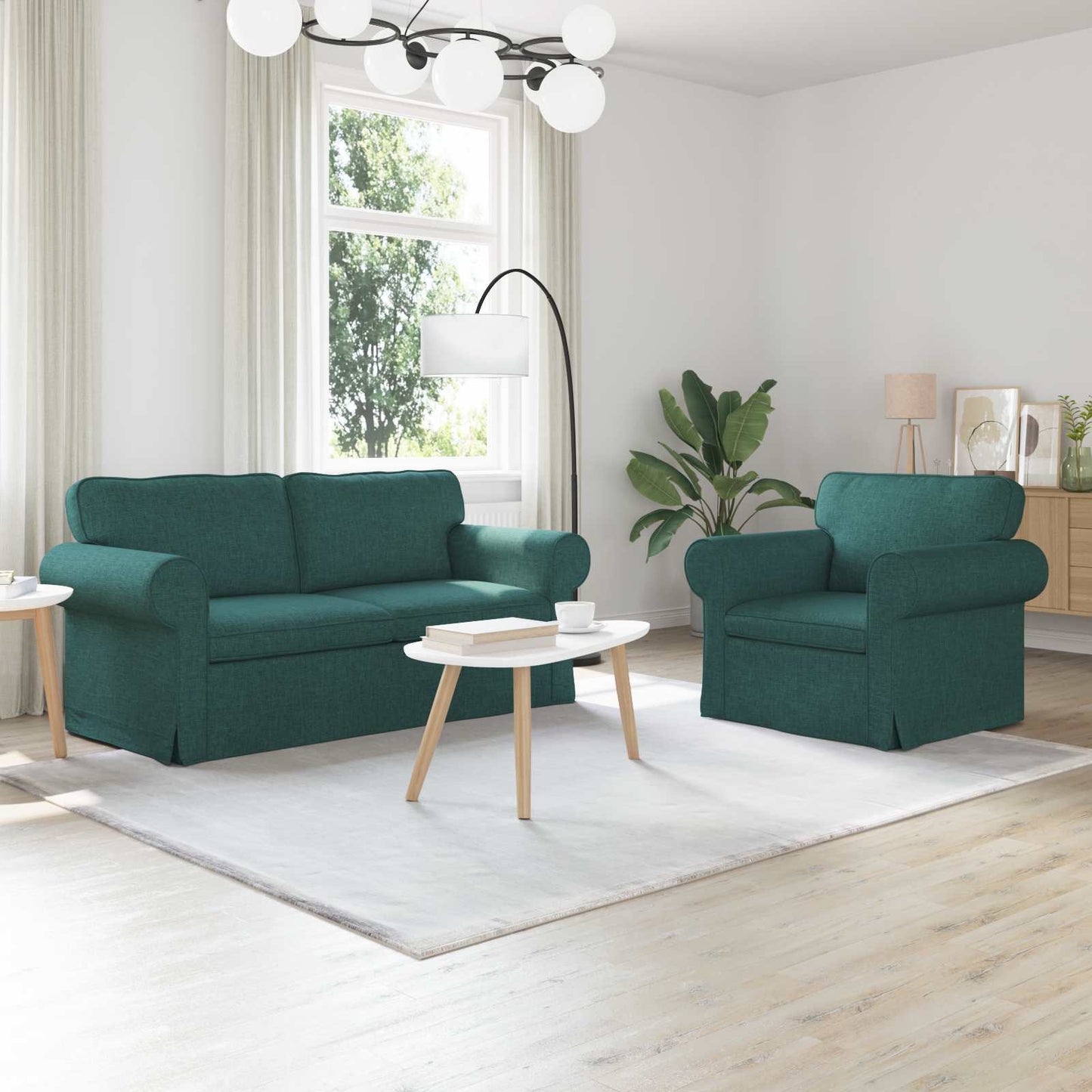 vidaXL Σετ Καναπέ 2 pcs Σκούρο Πράσινο 175 x 82 x 80 εκ ύφασμα