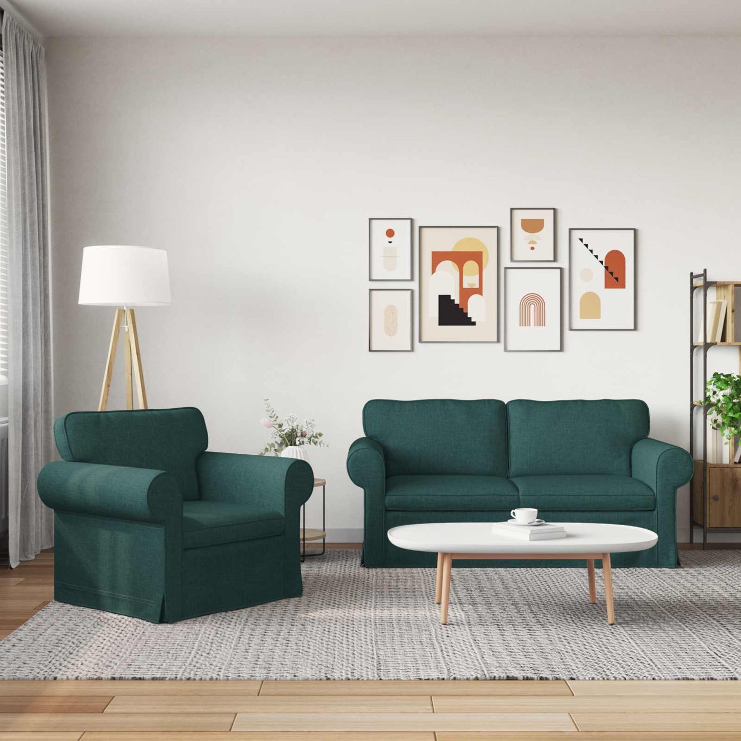 vidaXL Σετ Καναπέ 2 pcs Σκούρο Πράσινο 175 x 82 x 80 εκ ύφασμα