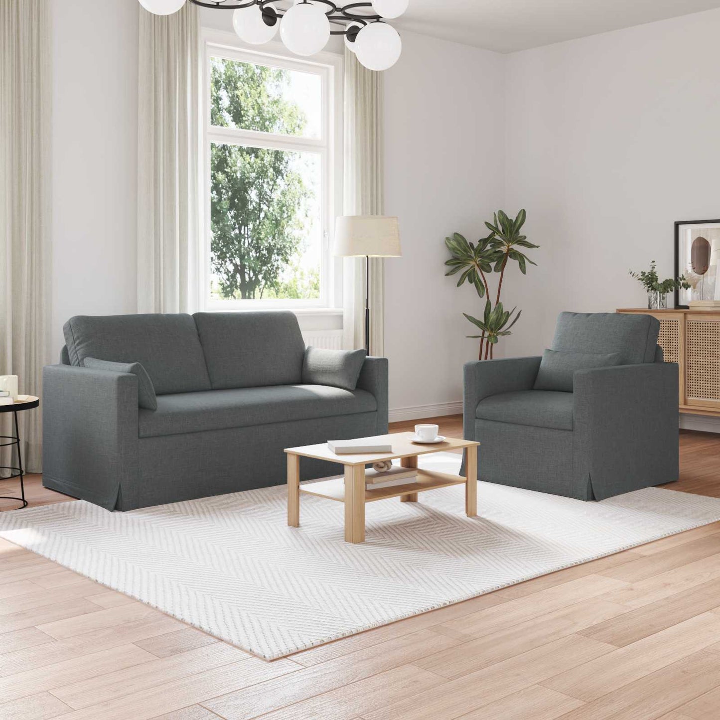 vidaXL Σετ Καναπέ 2 pcs Σκούρο Γκρι 158 x 78 x 80 εκ ύφασμα