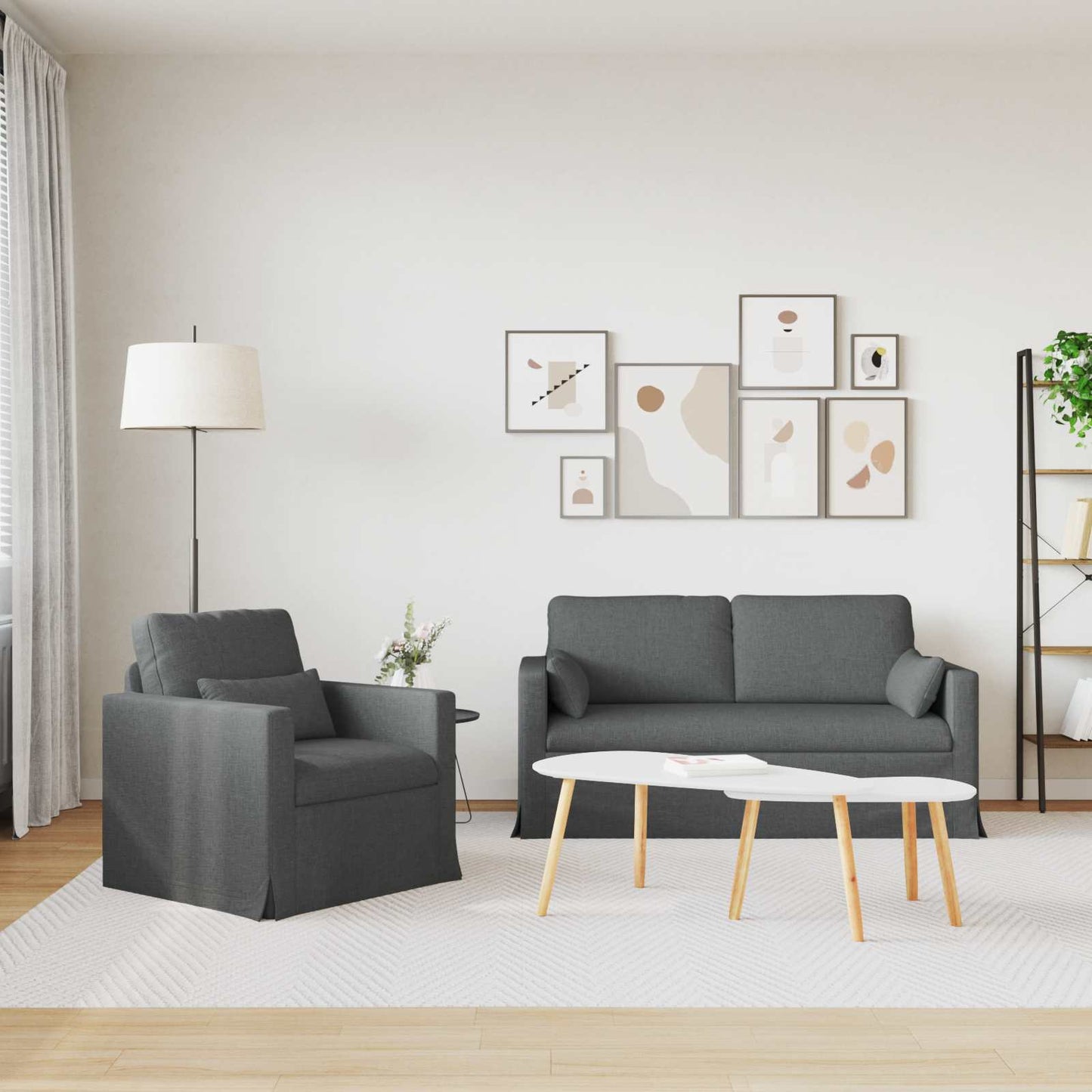 vidaXL Σετ Καναπέ 2 pcs Σκούρο Γκρι 158 x 78 x 80 εκ ύφασμα