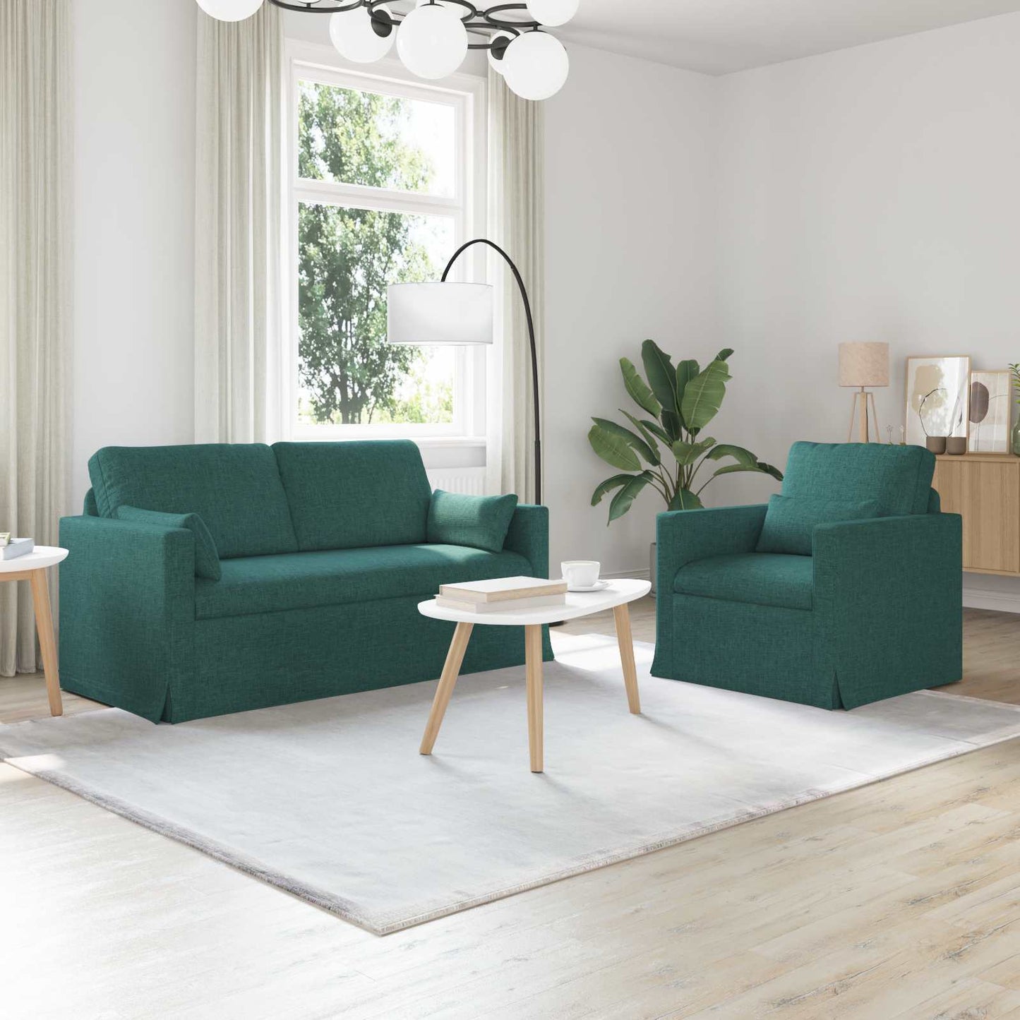 vidaXL Σετ Καναπέ 2 pcs Σκούρο Πράσινο 158 x 78 x 80 εκ ύφασμα