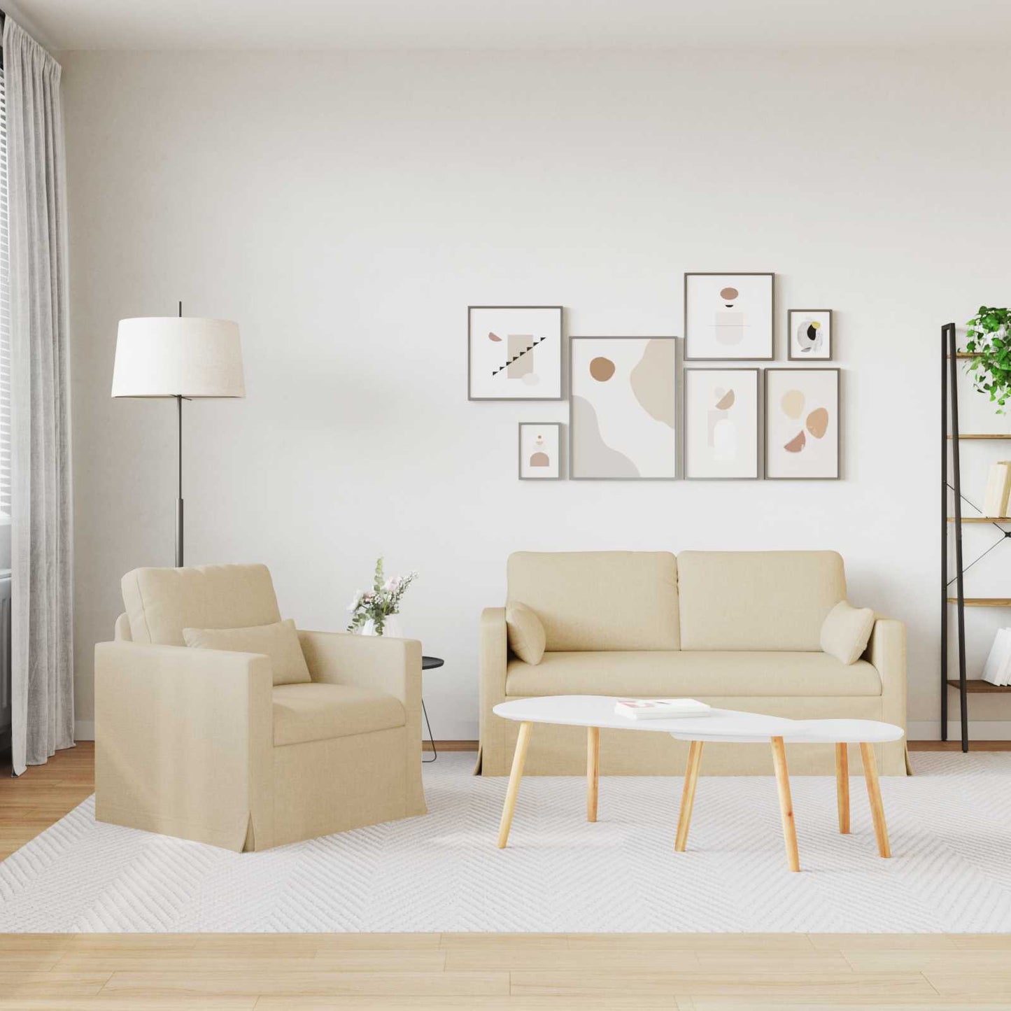 vidaXL Σετ Καναπέ 2 pcs Κρεμ 158 x 78 x 80 εκ ύφασμα