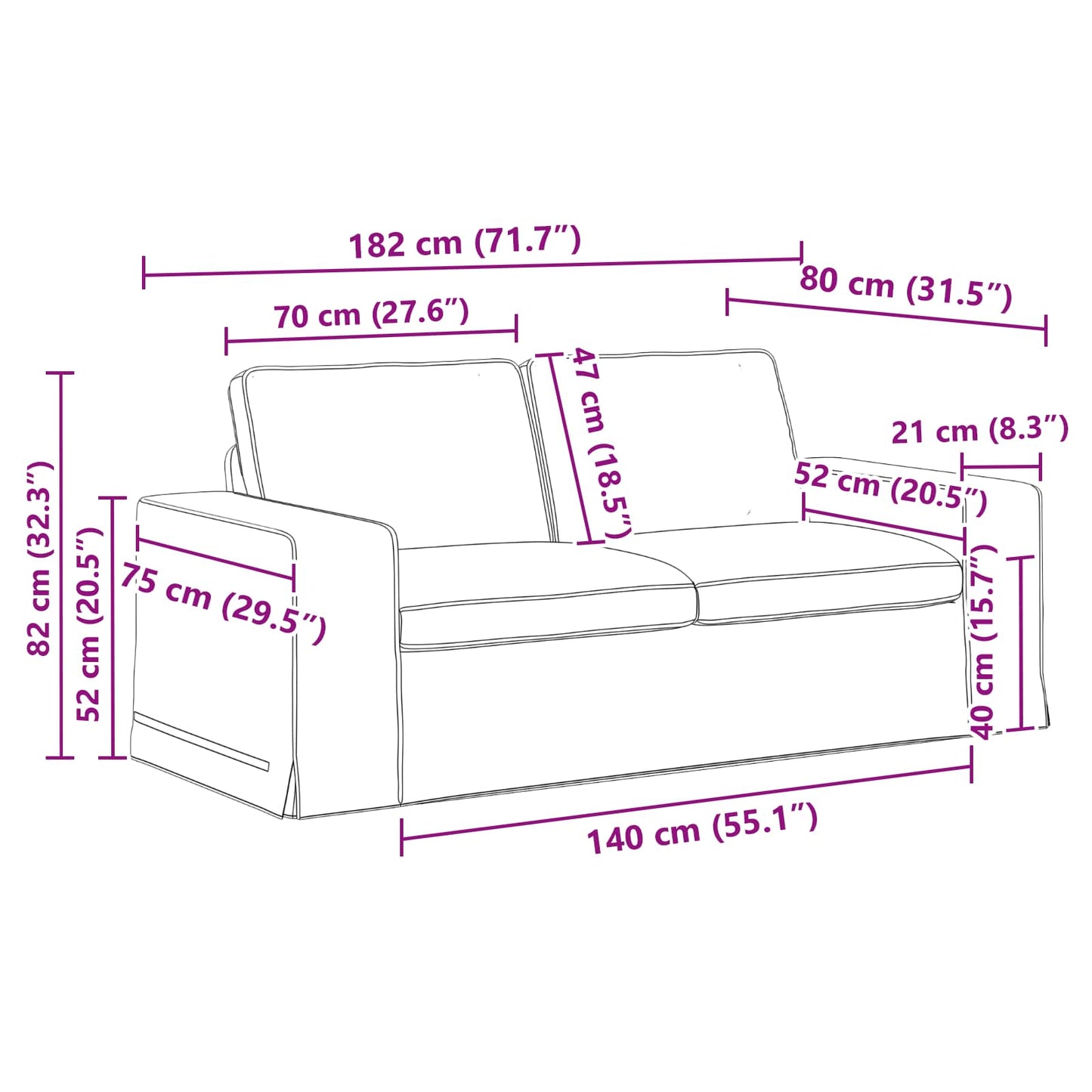 vidaXL Σετ Καναπέ 2 pcs Ανοιχτό γκρι 182 x 80 x 82 εκ ύφασμα