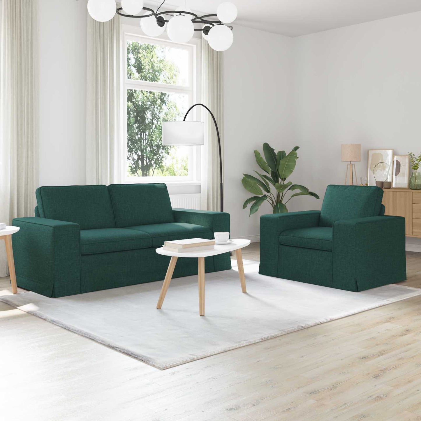 vidaXL Σετ Καναπέ 2 pcs Σκούρο Πράσινο 182 x 80 x 82 εκ ύφασμα