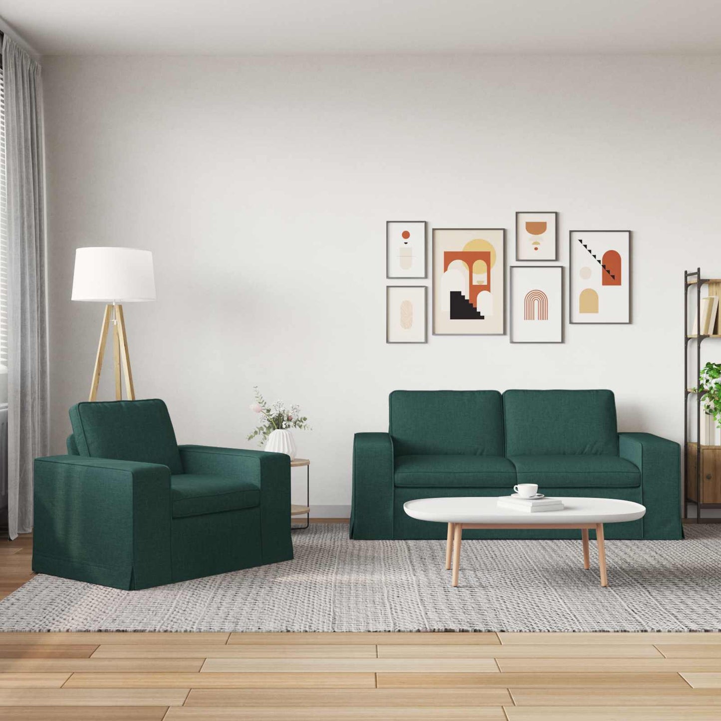vidaXL Σετ Καναπέ 2 pcs Σκούρο Πράσινο 182 x 80 x 82 εκ ύφασμα