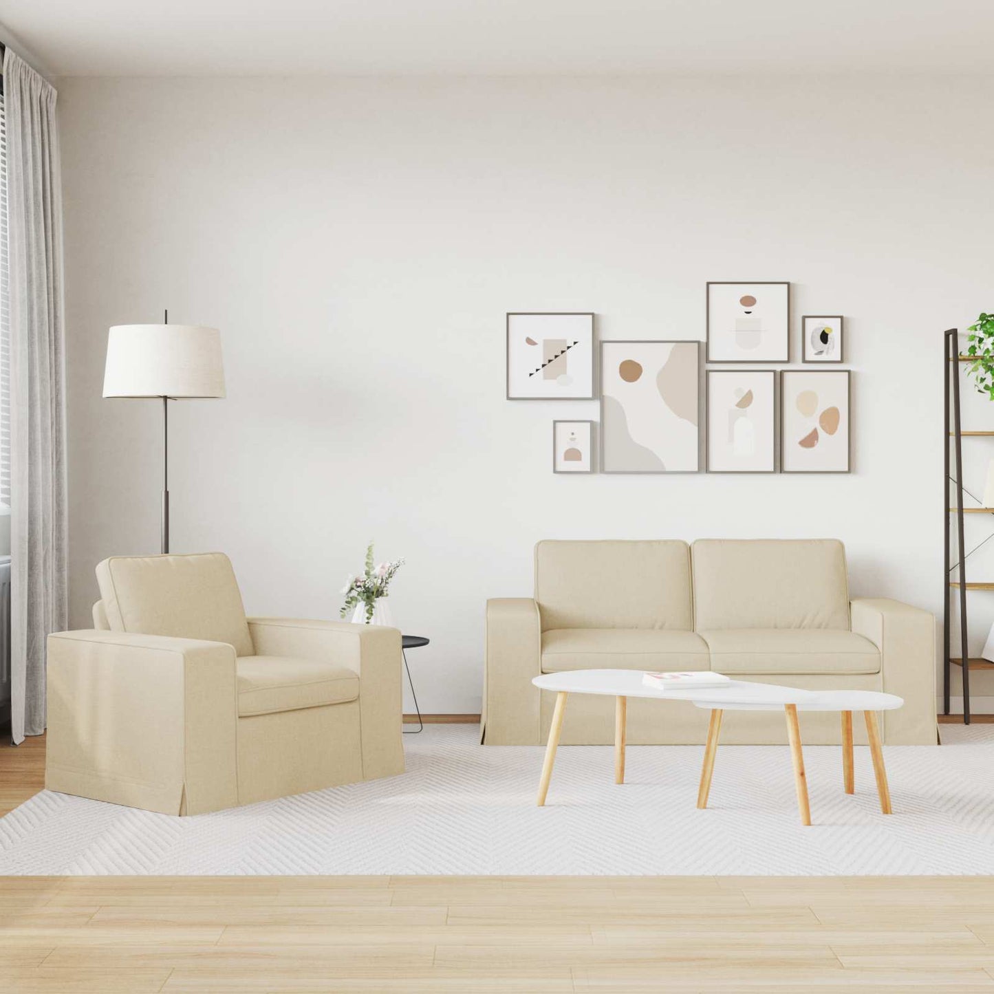 vidaXL Σετ Καναπέ 2 pcs Κρεμ 182 x 80 x 82 εκ ύφασμα