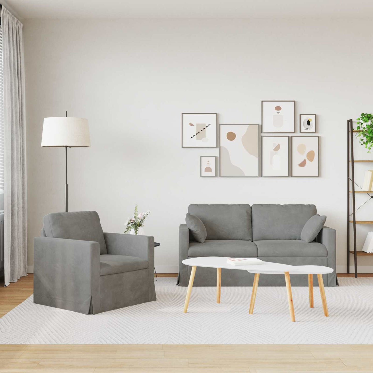 vidaXL Σετ Καναπέ 2 pcs Ανοιχτό γκρι 158 x 78 x 80 εκ Βελούδο