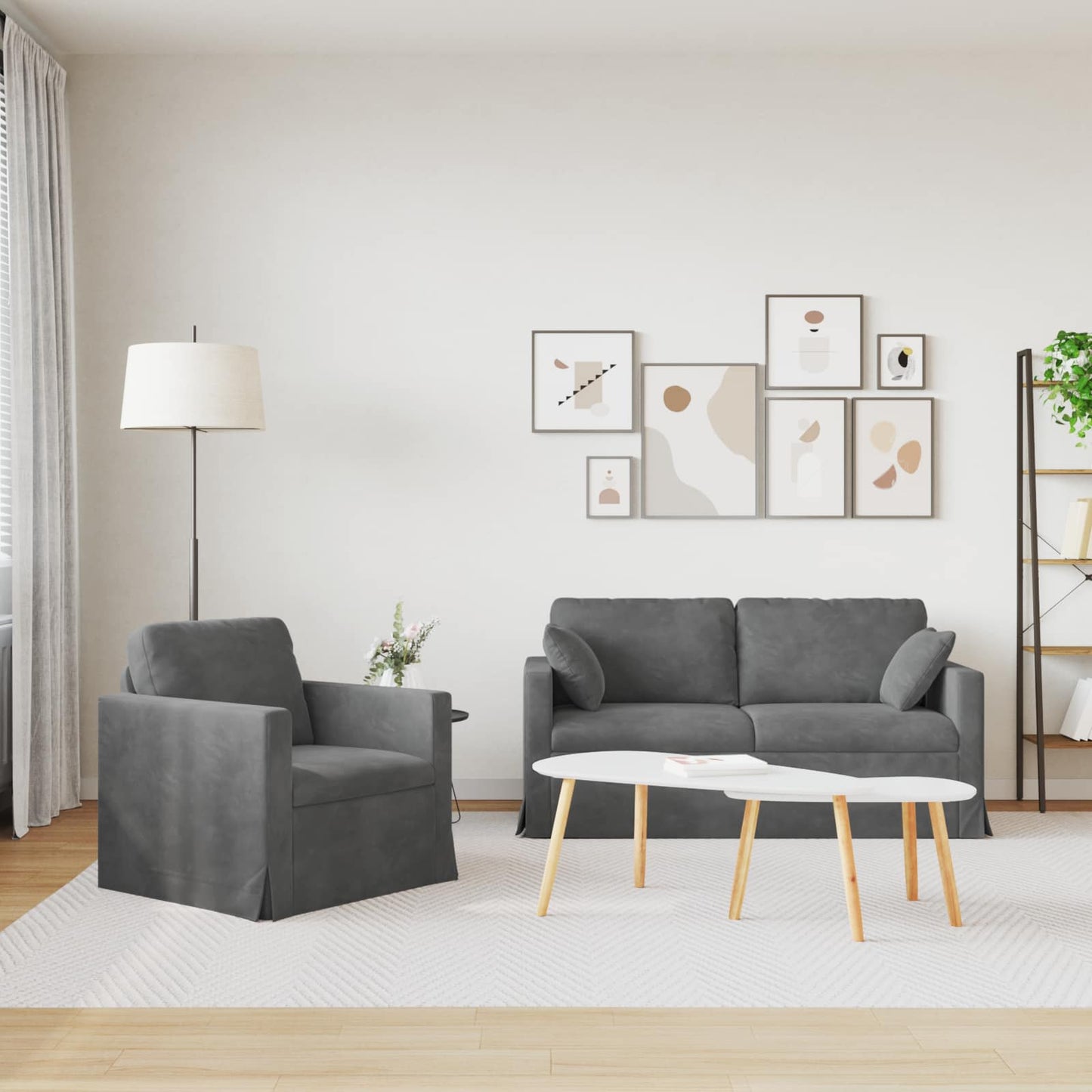 vidaXL Σετ Καναπέ 2 pcs Σκούρο Γκρι 158 x 78 x 80 εκ Βελούδο