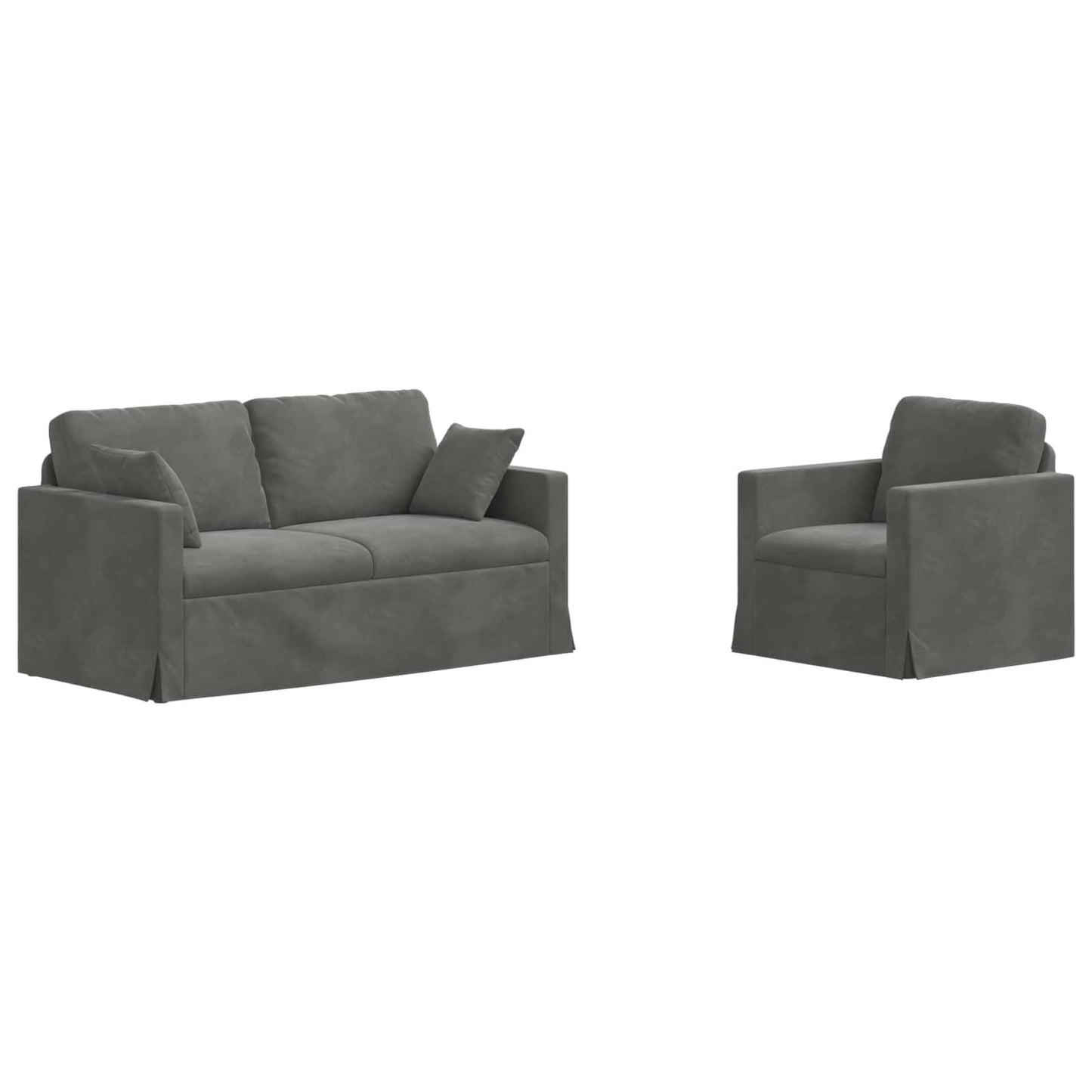 vidaXL Σετ Καναπέ 2 pcs Σκούρο Γκρι 158 x 78 x 80 εκ Βελούδο