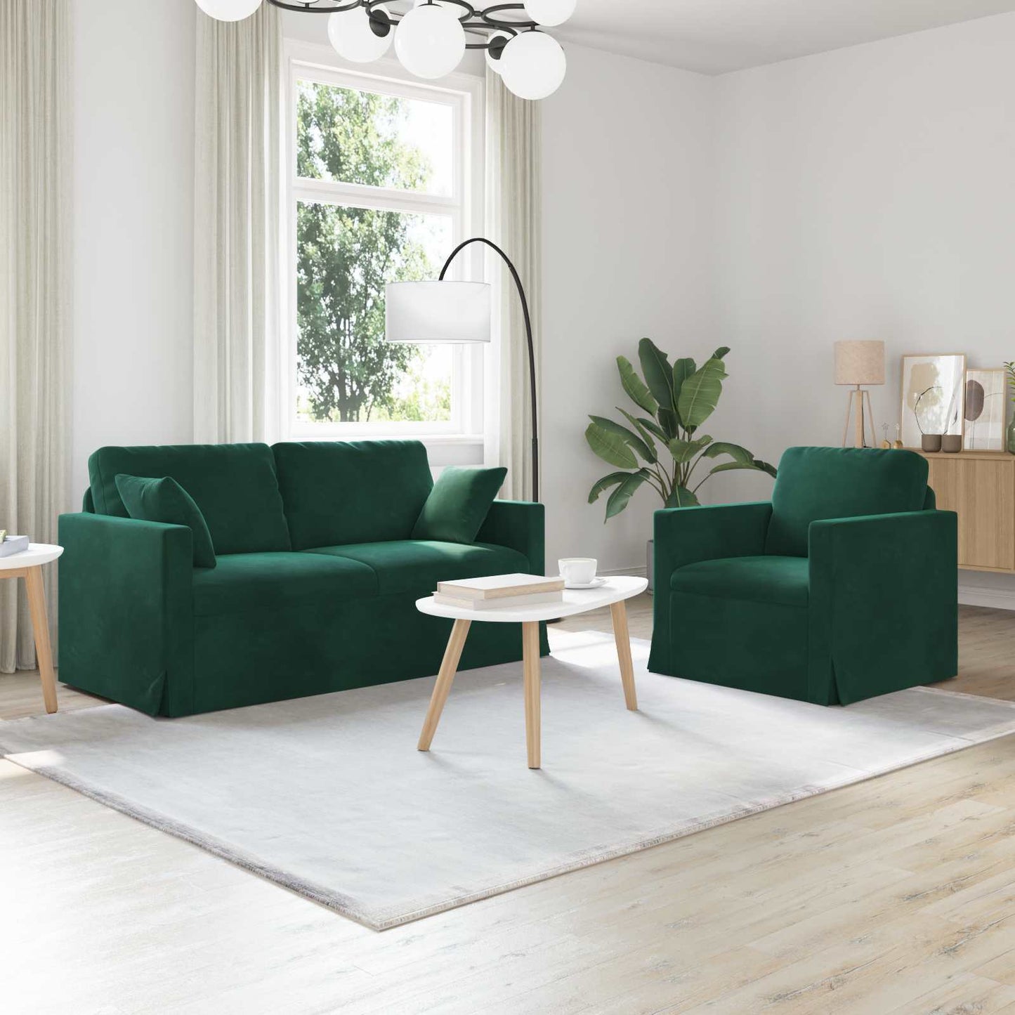 vidaXL Σετ Καναπέ 2 pcs Σκούρο Πράσινο 158 x 78 x 80 εκ Βελούδο