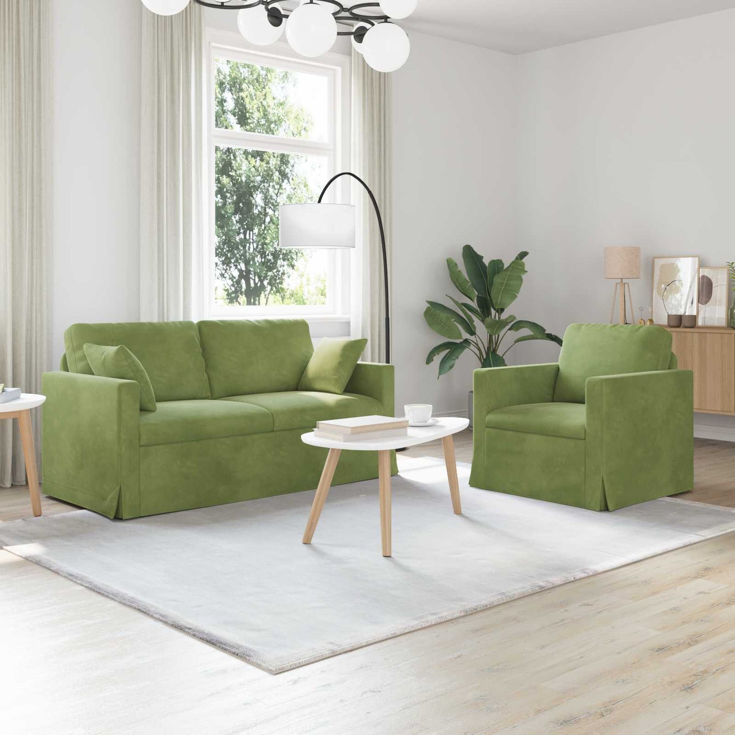 vidaXL Σετ Καναπέ 2 pcs Ανοιχτό Πράσινο 158 x 78 x 80 εκ Βελούδο