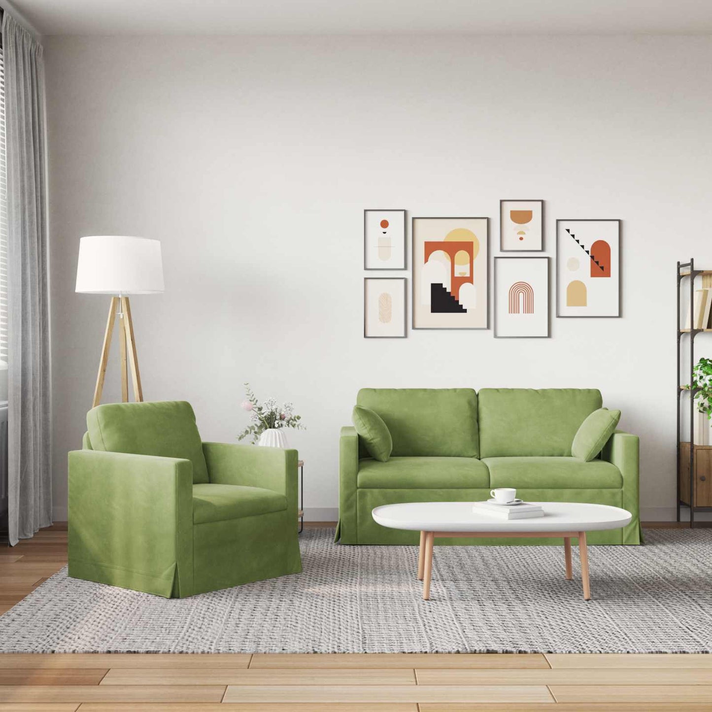 vidaXL Σετ Καναπέ 2 pcs Ανοιχτό Πράσινο 158 x 78 x 80 εκ Βελούδο