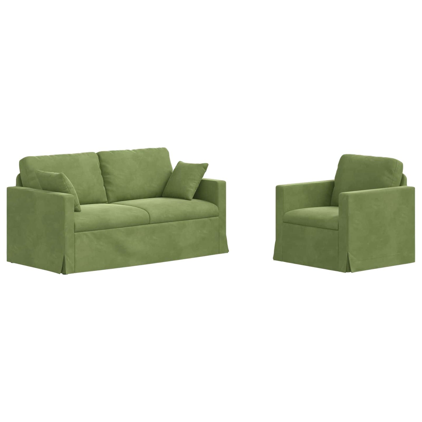 vidaXL Σετ Καναπέ 2 pcs Ανοιχτό Πράσινο 158 x 78 x 80 εκ Βελούδο