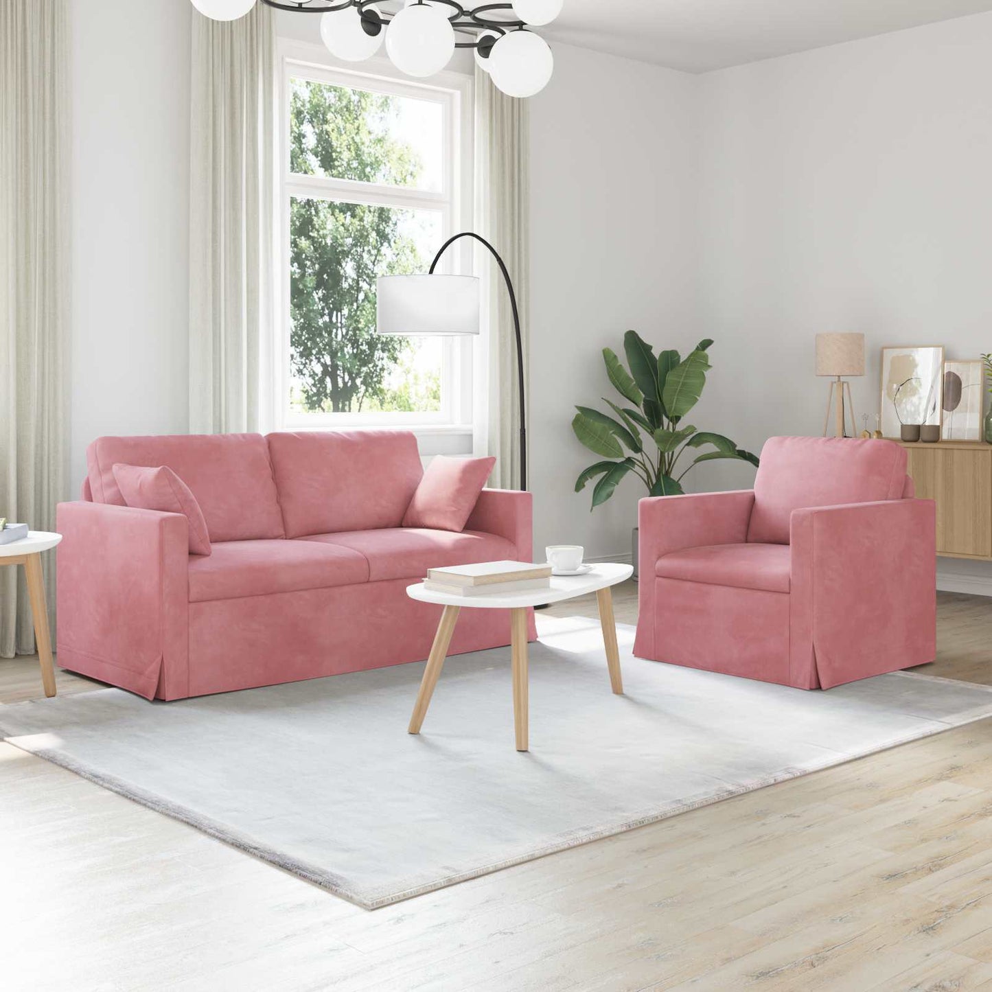 vidaXL Σετ Καναπέ 2 pcs Ροζ 158 x 78 x 80 εκ Βελούδο