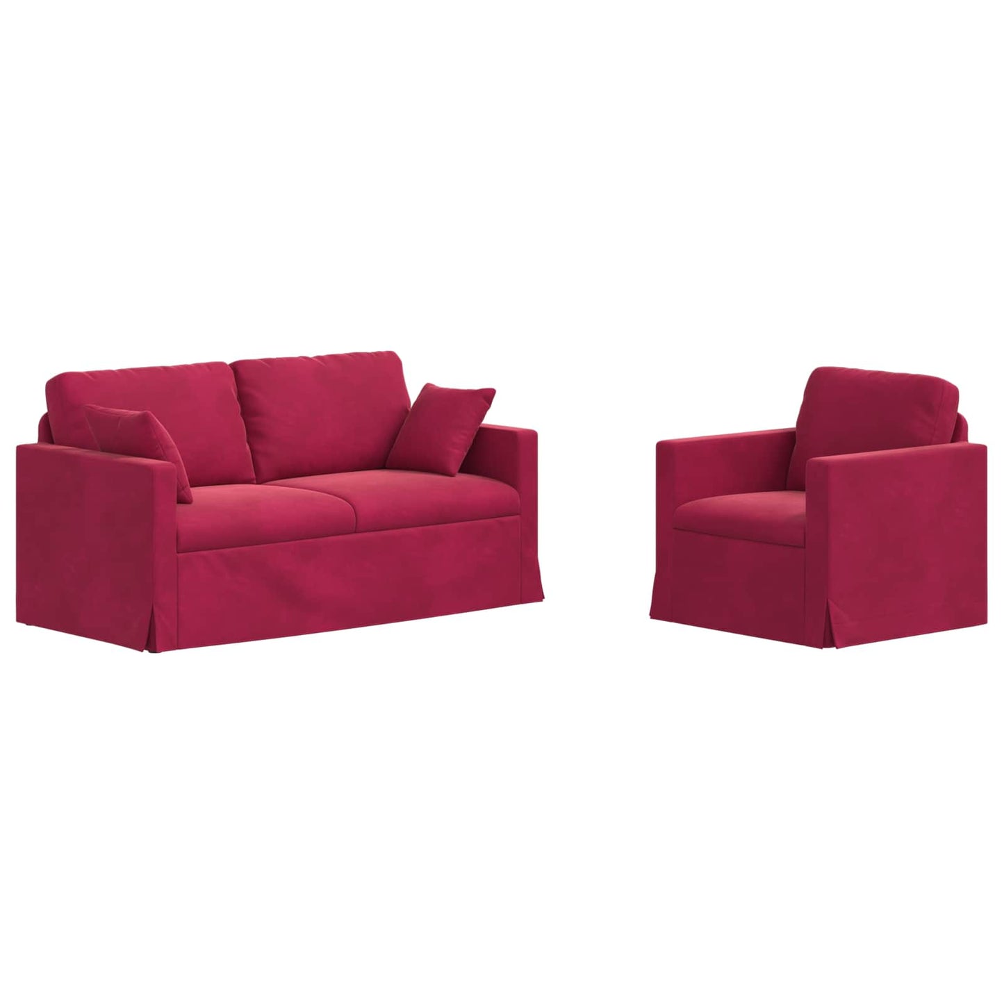 vidaXL Σετ Καναπέ 2 pcs Κόκκινο 158 x 78 x 80 εκ Βελούδο