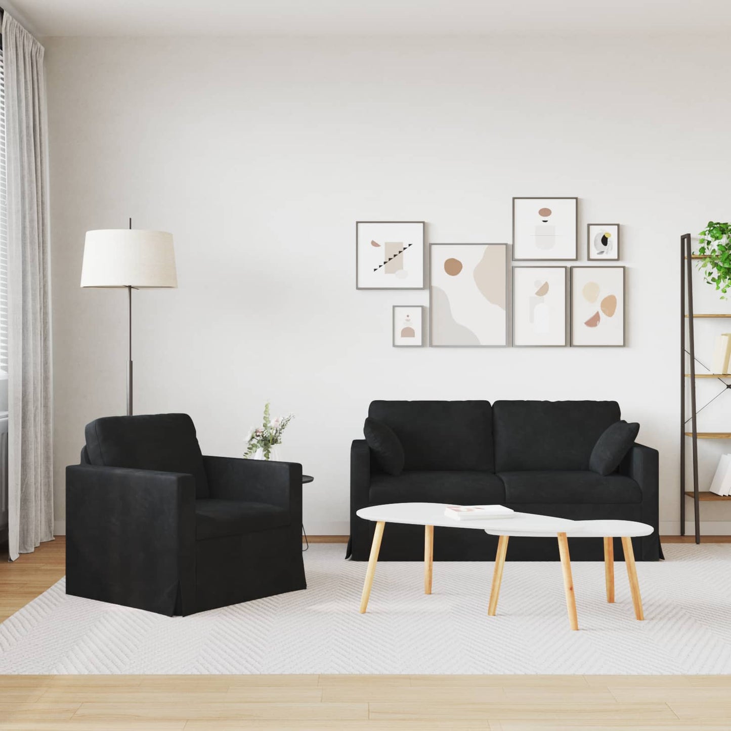 vidaXL Σετ Καναπέ 2 pcs Μαύρο 158 x 78 x 80 εκ Βελούδο