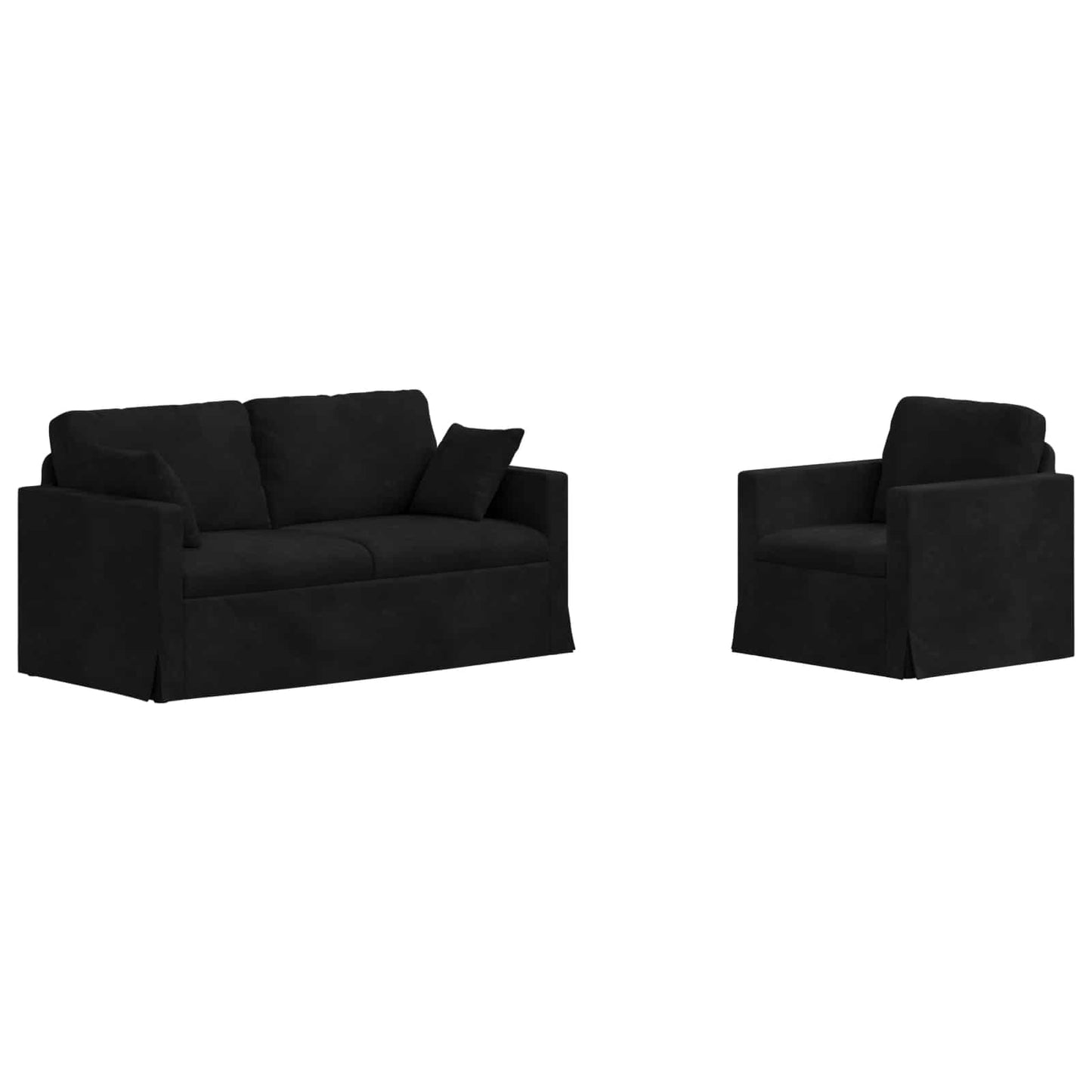 vidaXL Σετ Καναπέ 2 pcs Μαύρο 158 x 78 x 80 εκ Βελούδο