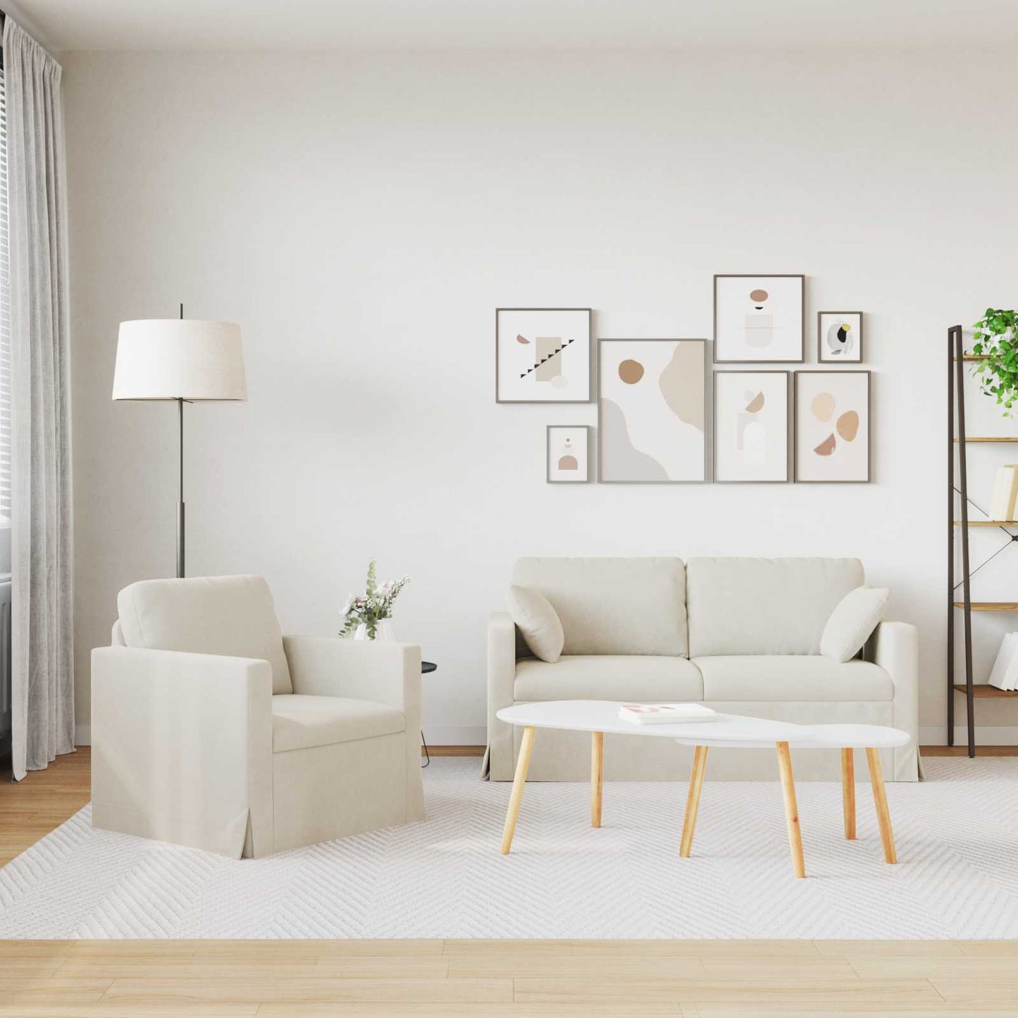 vidaXL Σετ Καναπέ 2 pcs Κρεμ 158 x 78 x 80 εκ Βελούδο