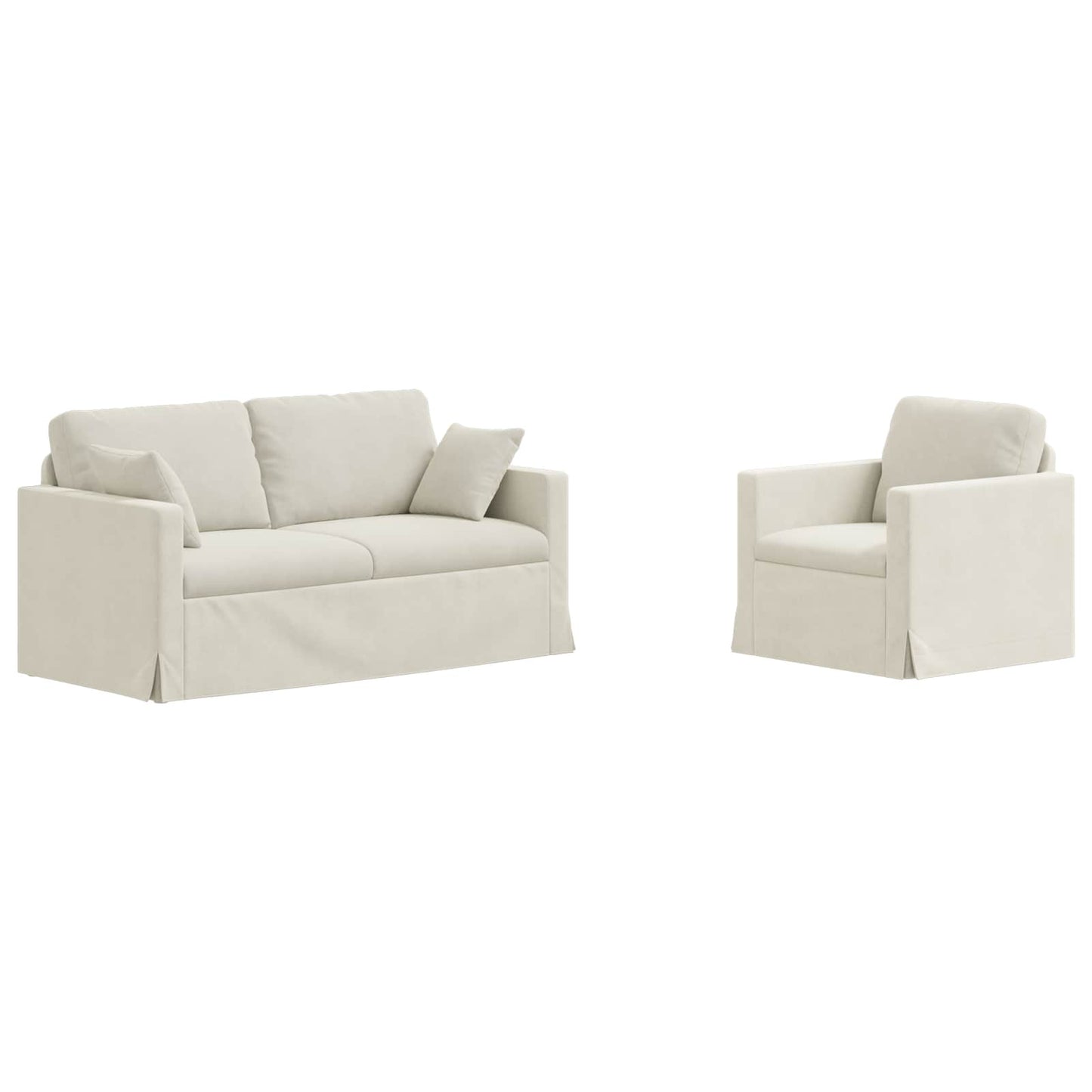 vidaXL Σετ Καναπέ 2 pcs Κρεμ 158 x 78 x 80 εκ Βελούδο