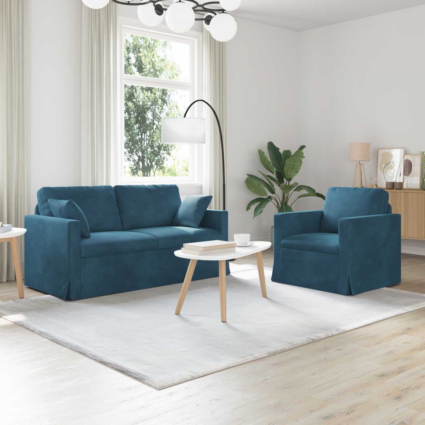 vidaXL Σετ Καναπέ 2 pcs Μπλε 158 x 78 x 80 εκ Βελούδο