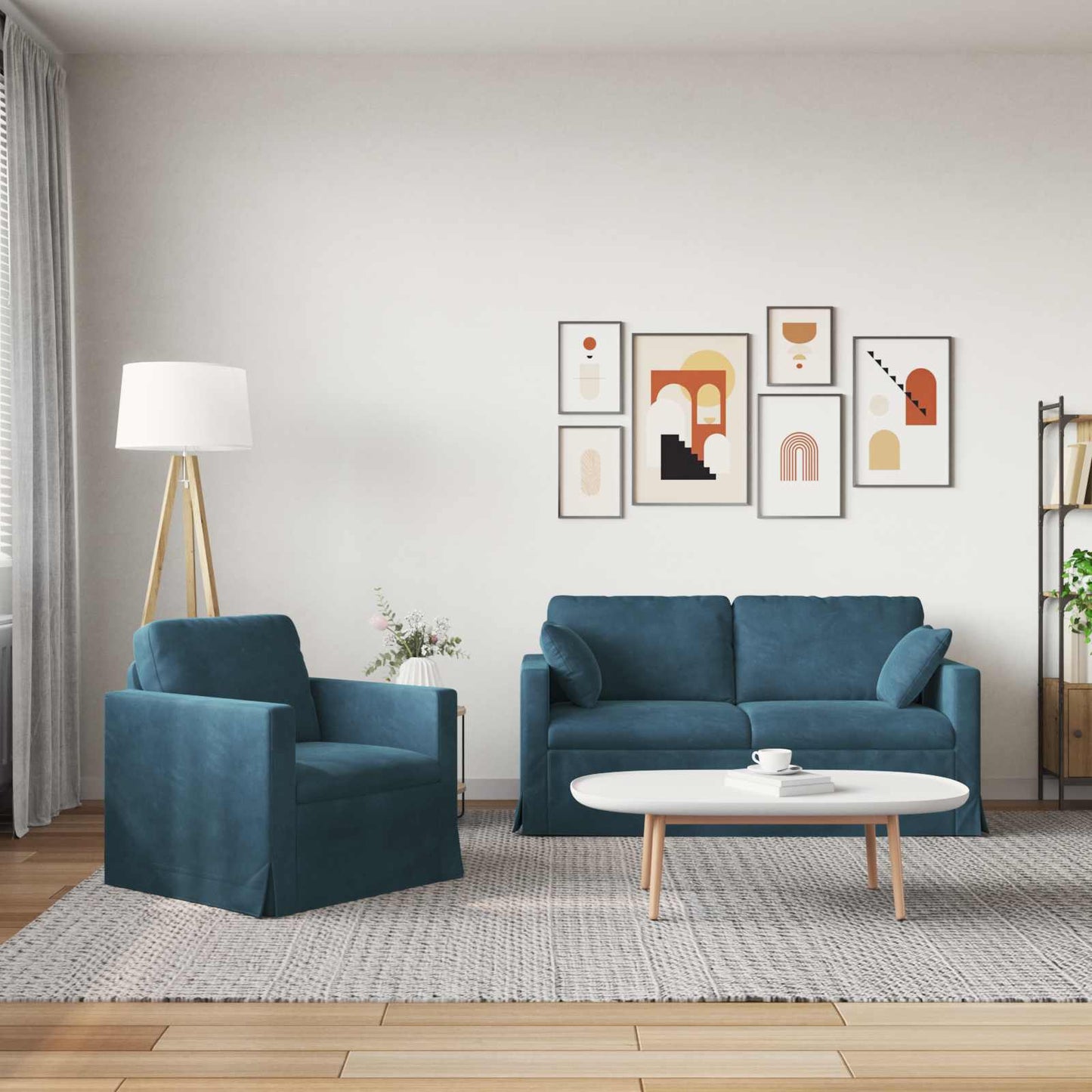 vidaXL Σετ Καναπέ 2 pcs Μπλε 158 x 78 x 80 εκ Βελούδο