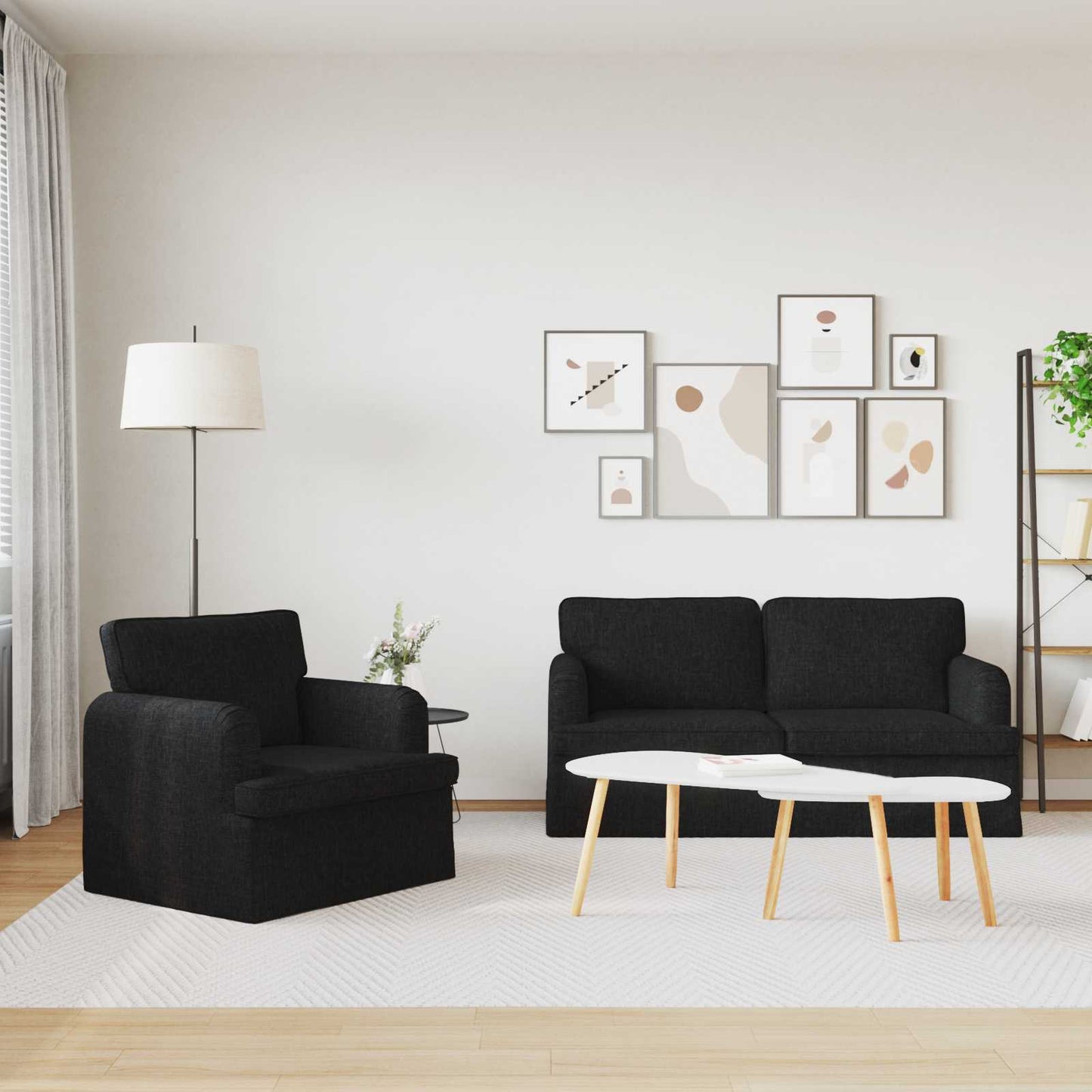 vidaXL Σετ Καναπέ 2 pcs Μαύρο 162 x 80 x 85 εκ ύφασμα