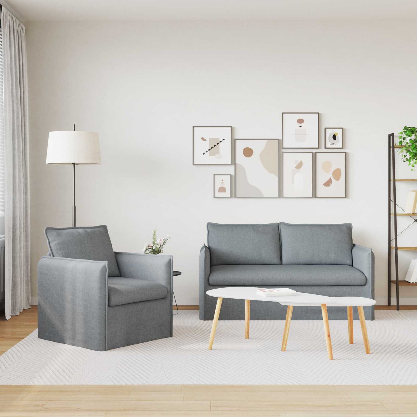 vidaXL Σετ Καναπέ 2 pcs Ανοιχτό γκρι 156 x 82 x 85 εκ Ύφασμα