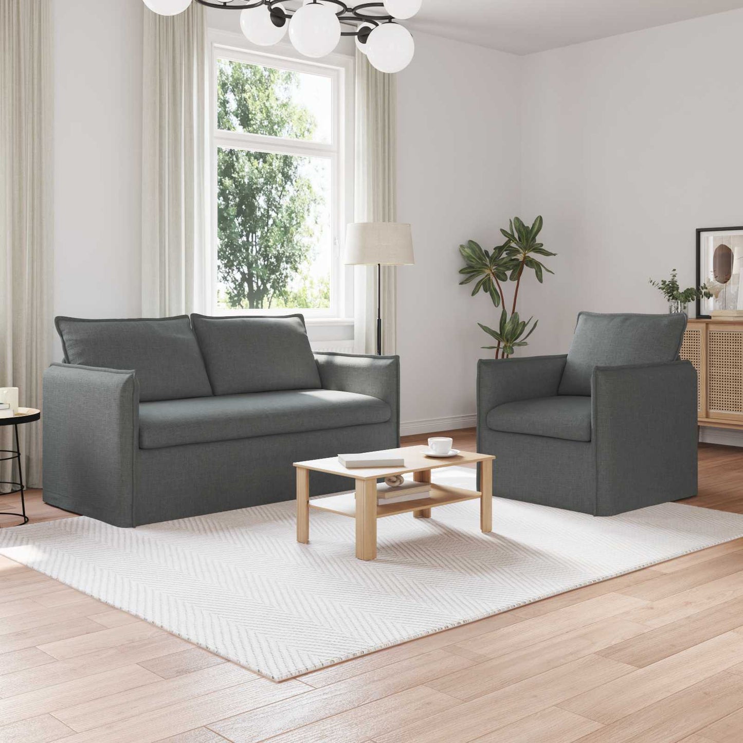 vidaXL Σετ Καναπέ 2 pcs Σκούρο Γκρι 156 x 82 x 85 εκ Ύφασμα