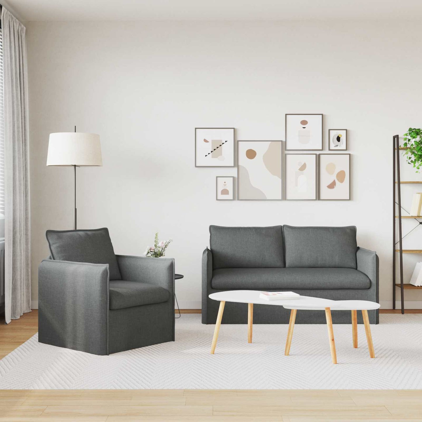 vidaXL Σετ Καναπέ 2 pcs Σκούρο Γκρι 156 x 82 x 85 εκ Ύφασμα