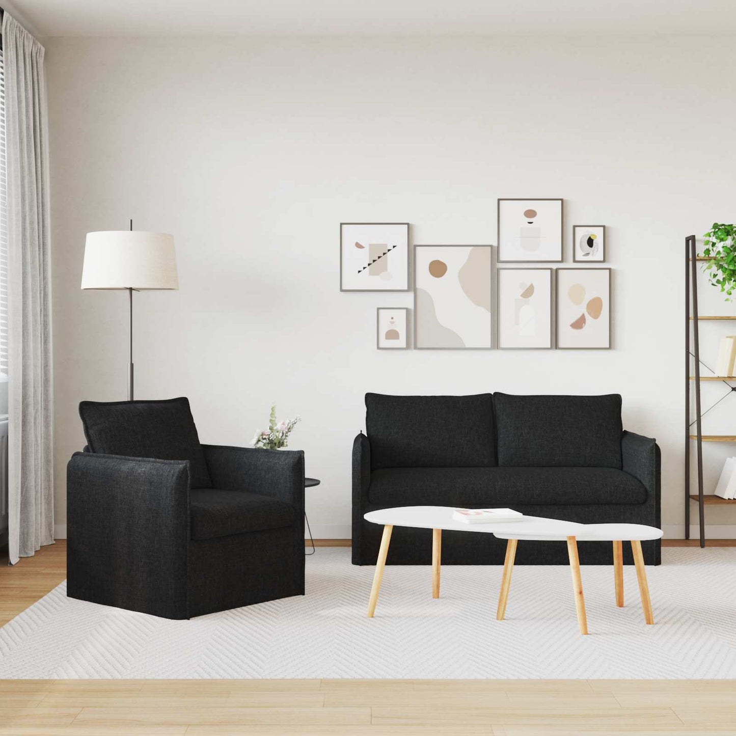 vidaXL Σετ Καναπέ 2 pcs Μαύρο 156 x 82 x 85 εκ Ύφασμα