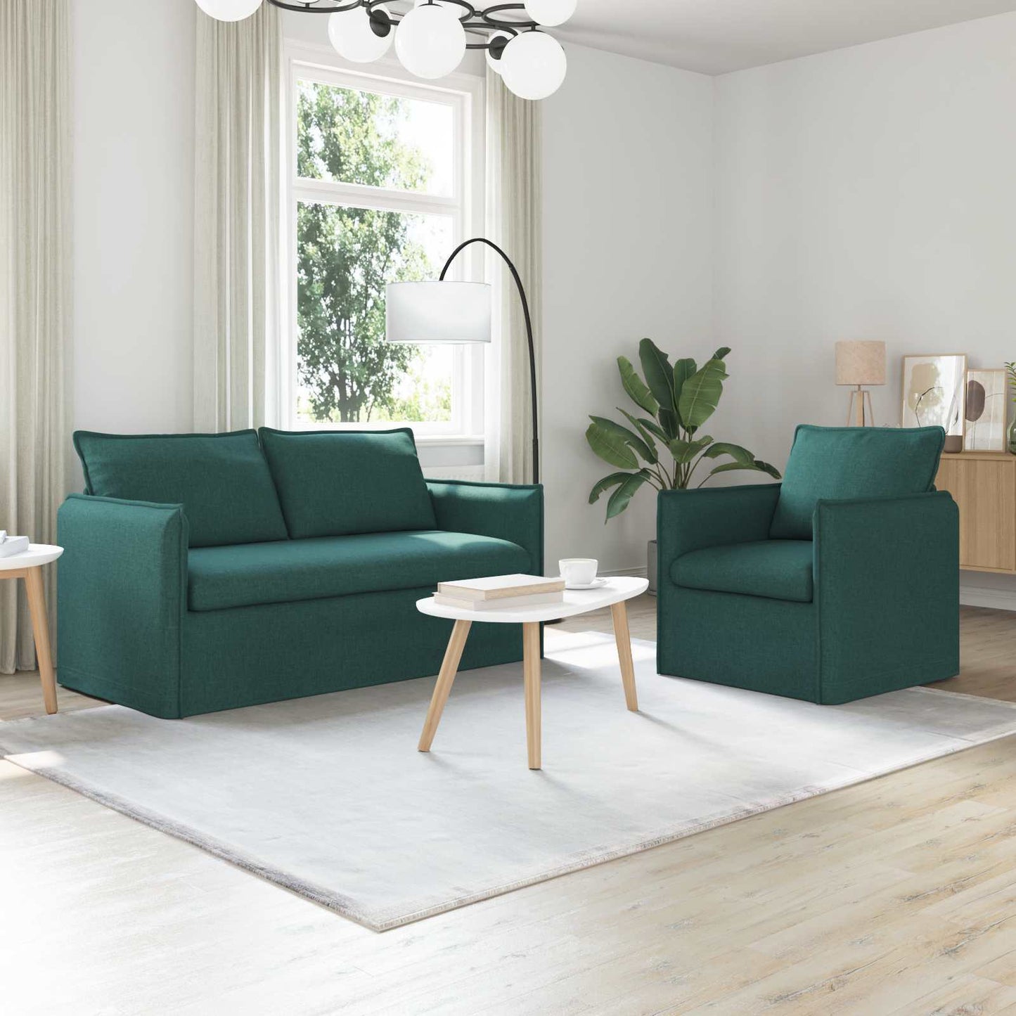 vidaXL Σετ Καναπέ 2 pcs Σκούρο Πράσινο 156 x 82 x 85 εκ Ύφασμα
