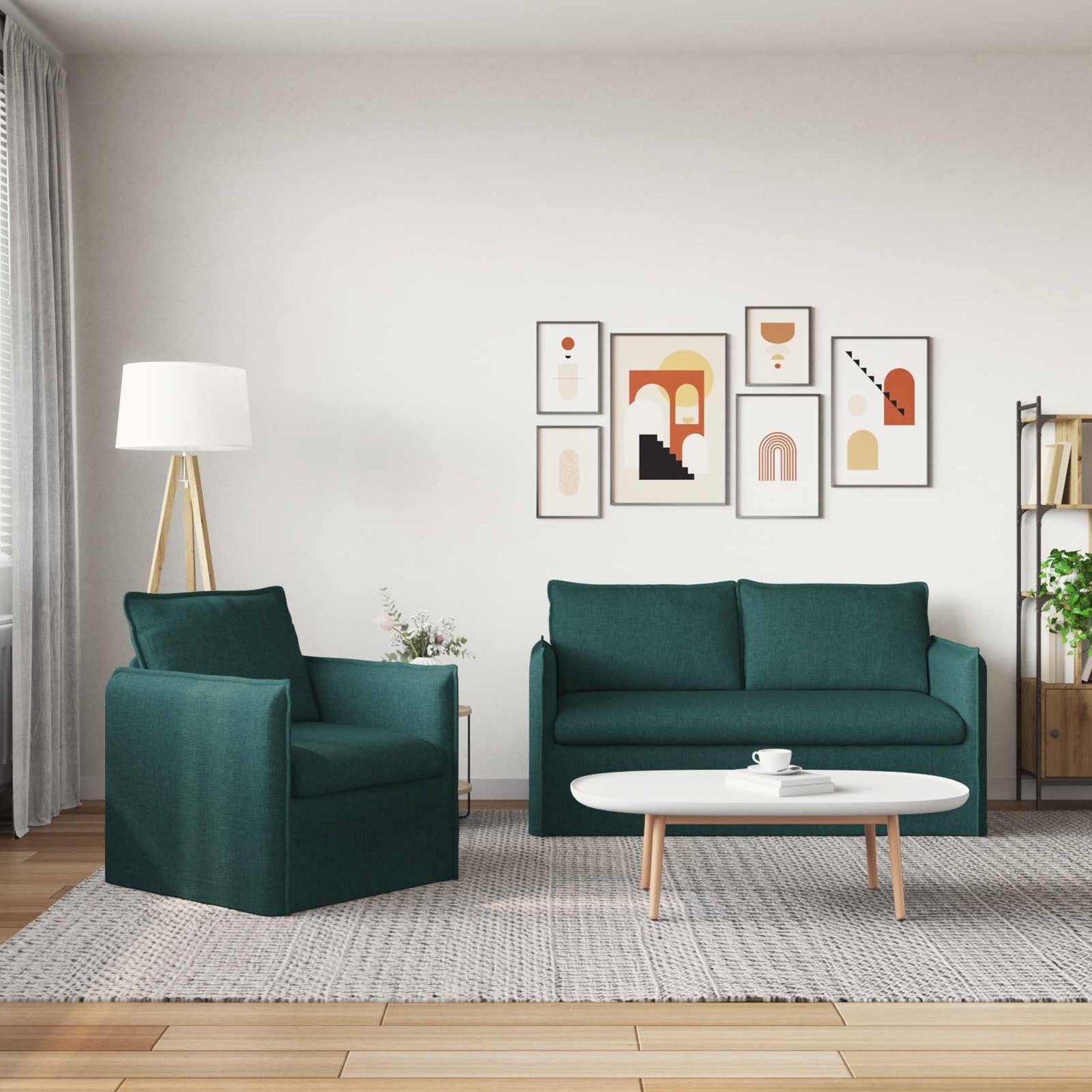 vidaXL Σετ Καναπέ 2 pcs Σκούρο Πράσινο 156 x 82 x 85 εκ Ύφασμα