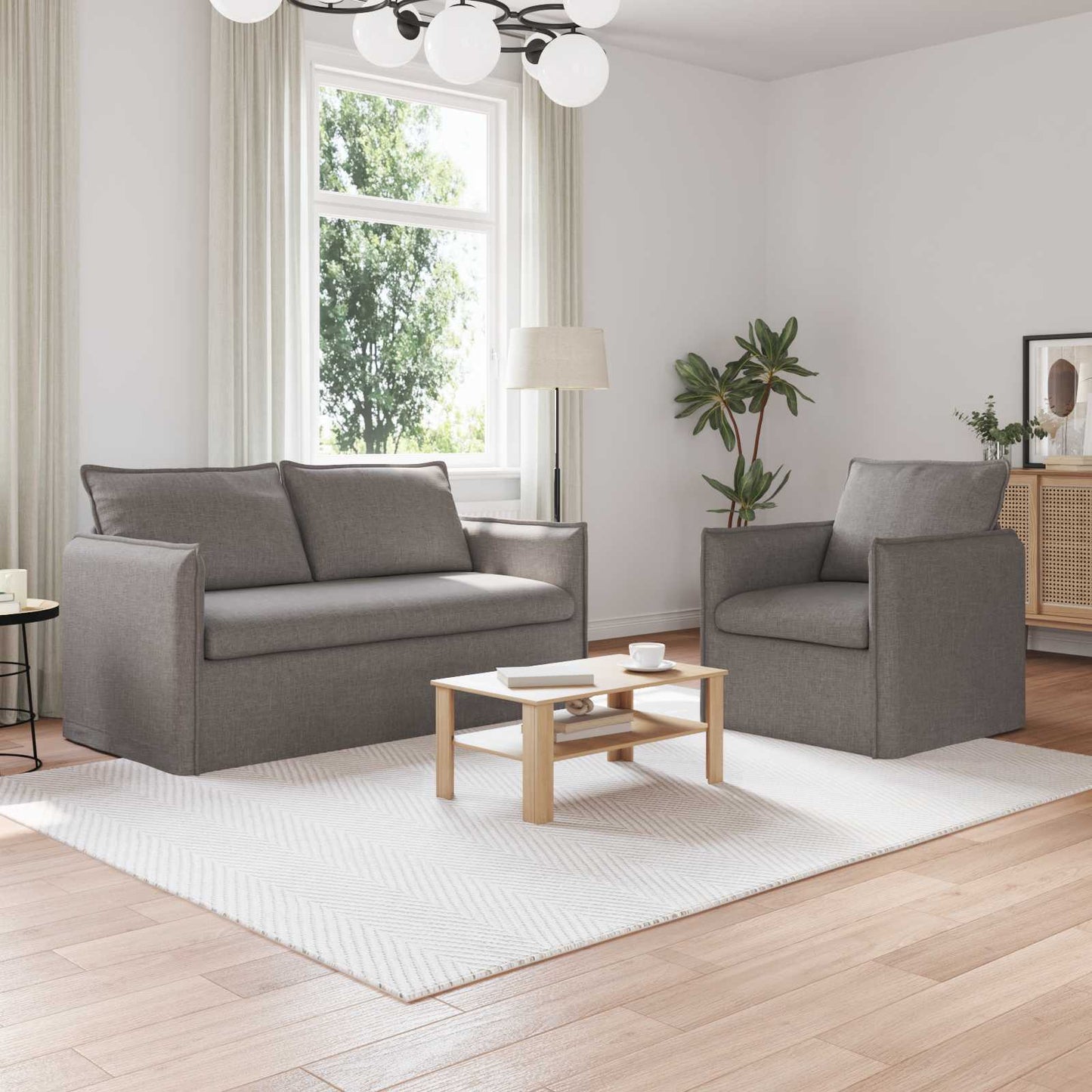 vidaXL Σετ Καναπέ 2 pcs Taupe 156 x 82 x 85 εκ Ύφασμα