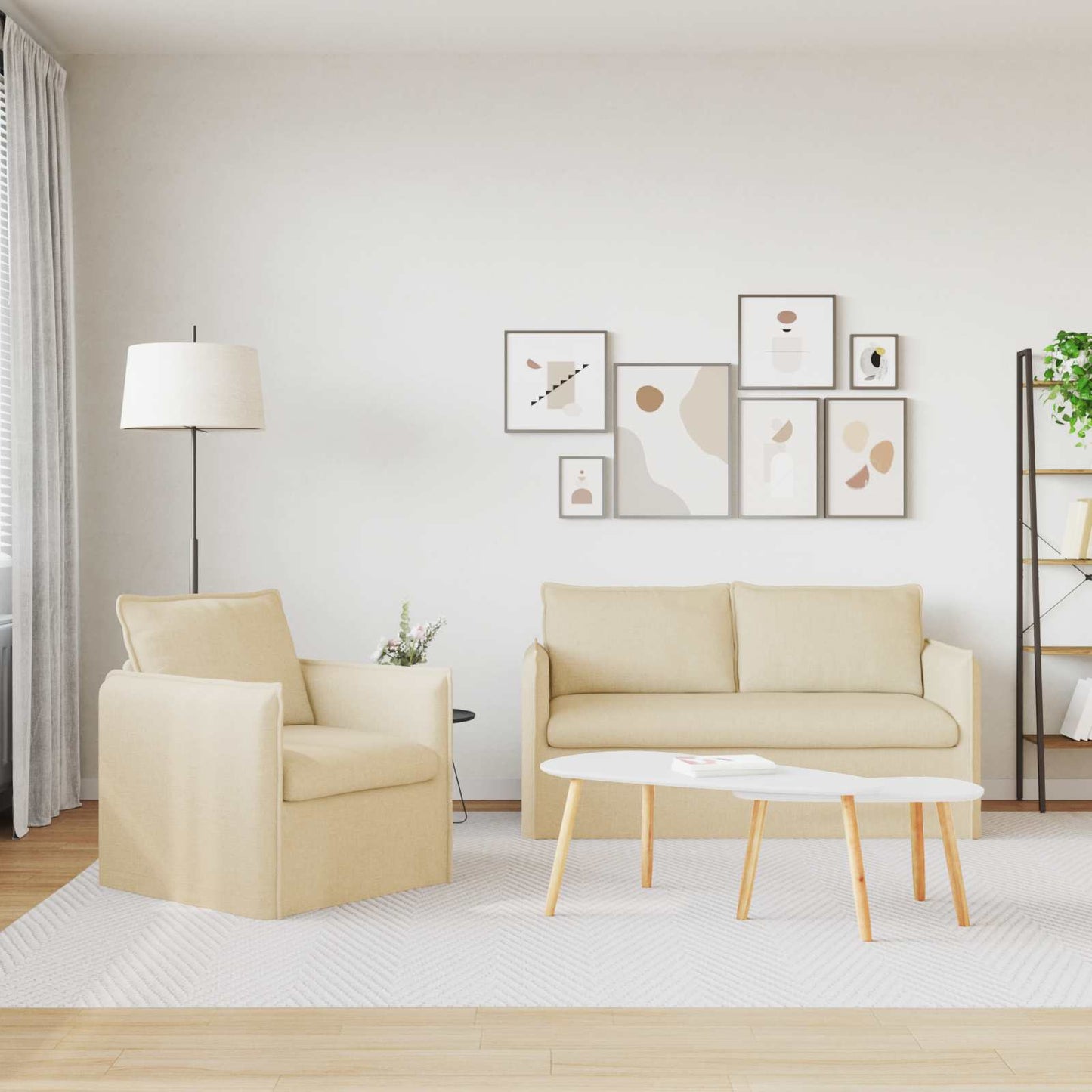 vidaXL Σετ Καναπέ 2 pcs Κρεμ 156 x 82 x 85 εκ Ύφασμα