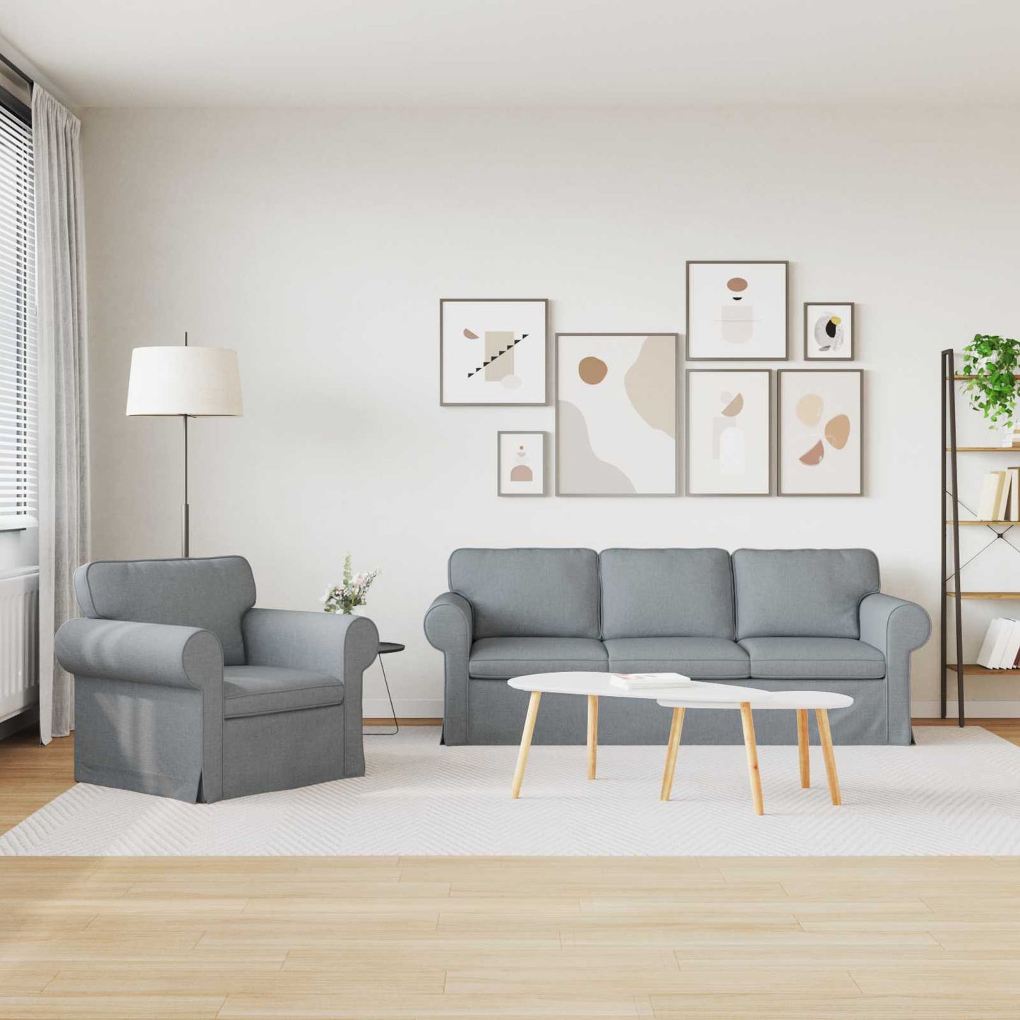 vidaXL Σετ Καναπέ 2 pcs Ανοιχτό γκρι 215 x 82 x 80 εκ ύφασμα