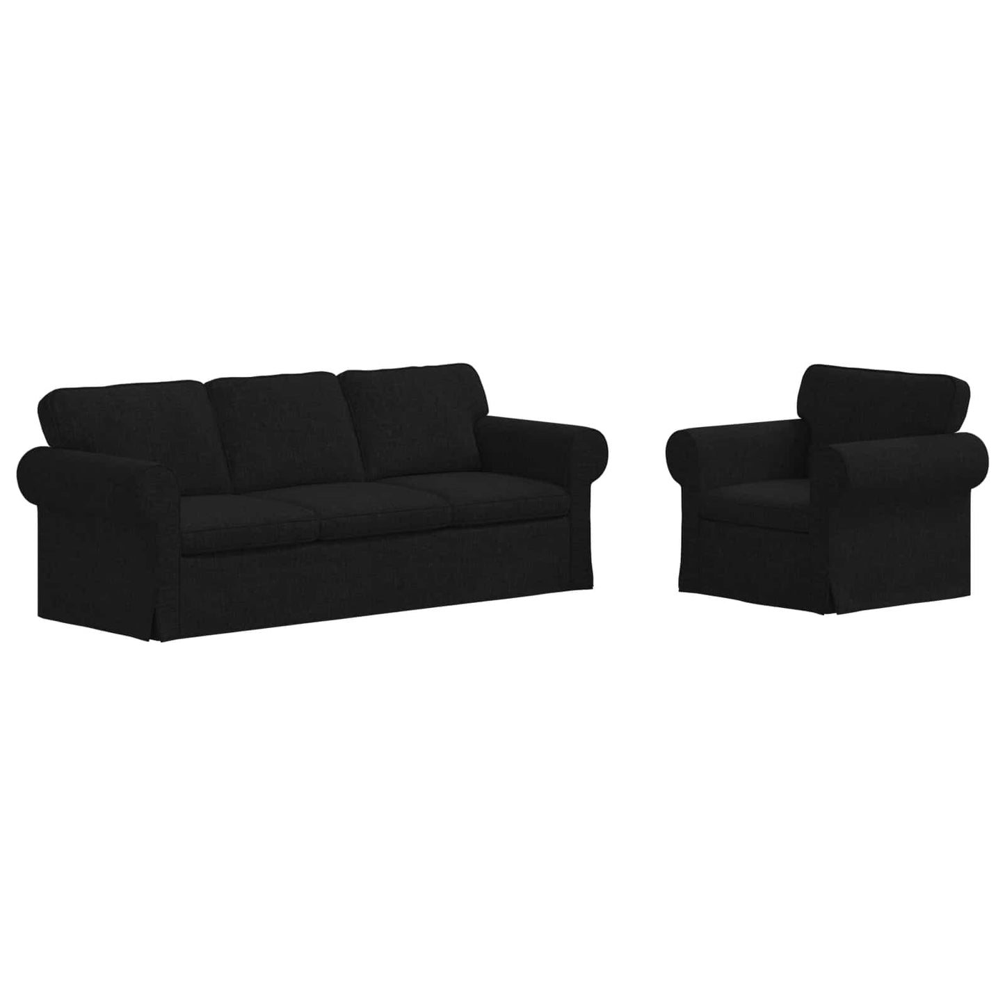 vidaXL Σετ Καναπέ 2 pcs Μαύρο 215 x 82 x 80 εκ ύφασμα