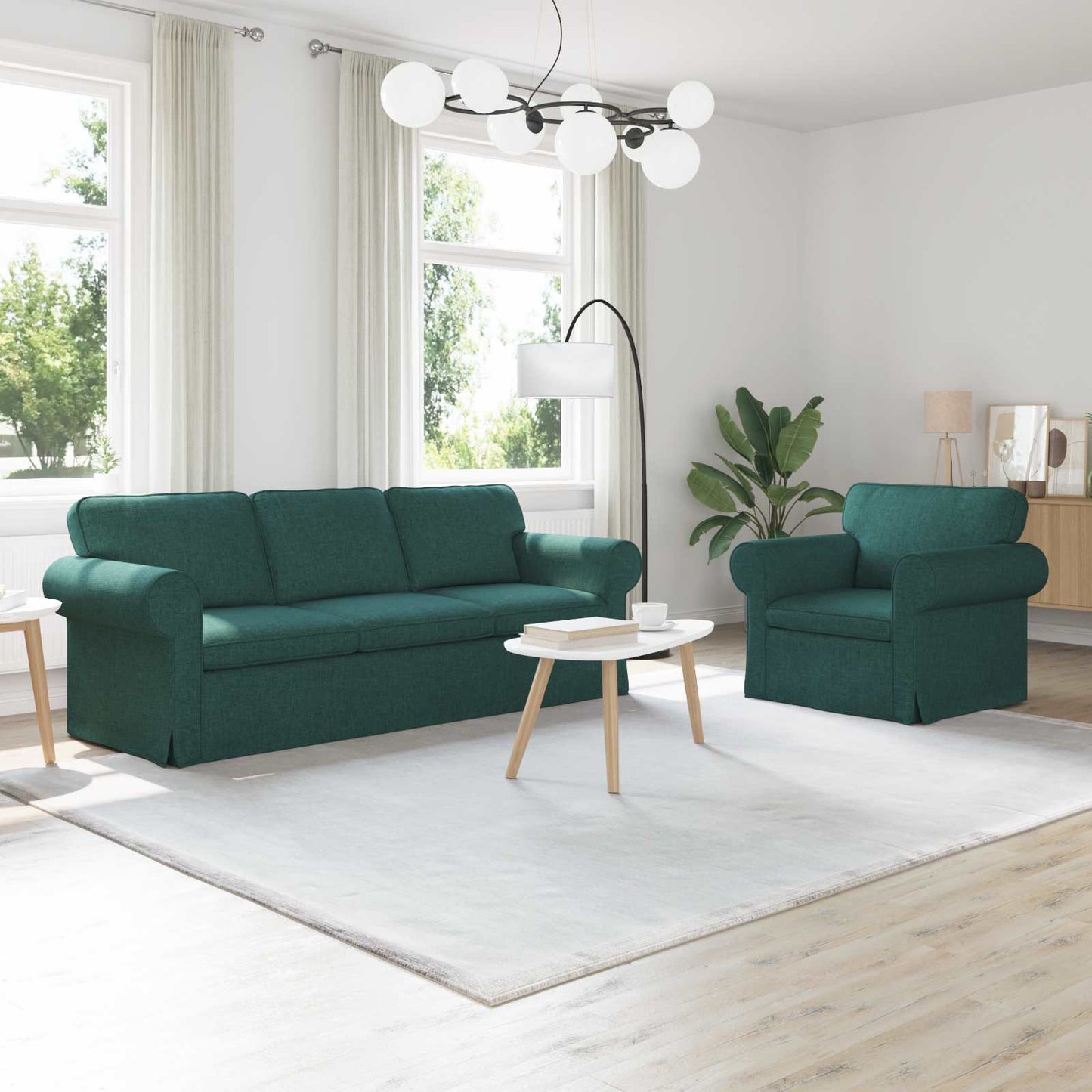 vidaXL Σετ Καναπέ 2 pcs Σκούρο Πράσινο 215 x 82 x 80 εκ ύφασμα