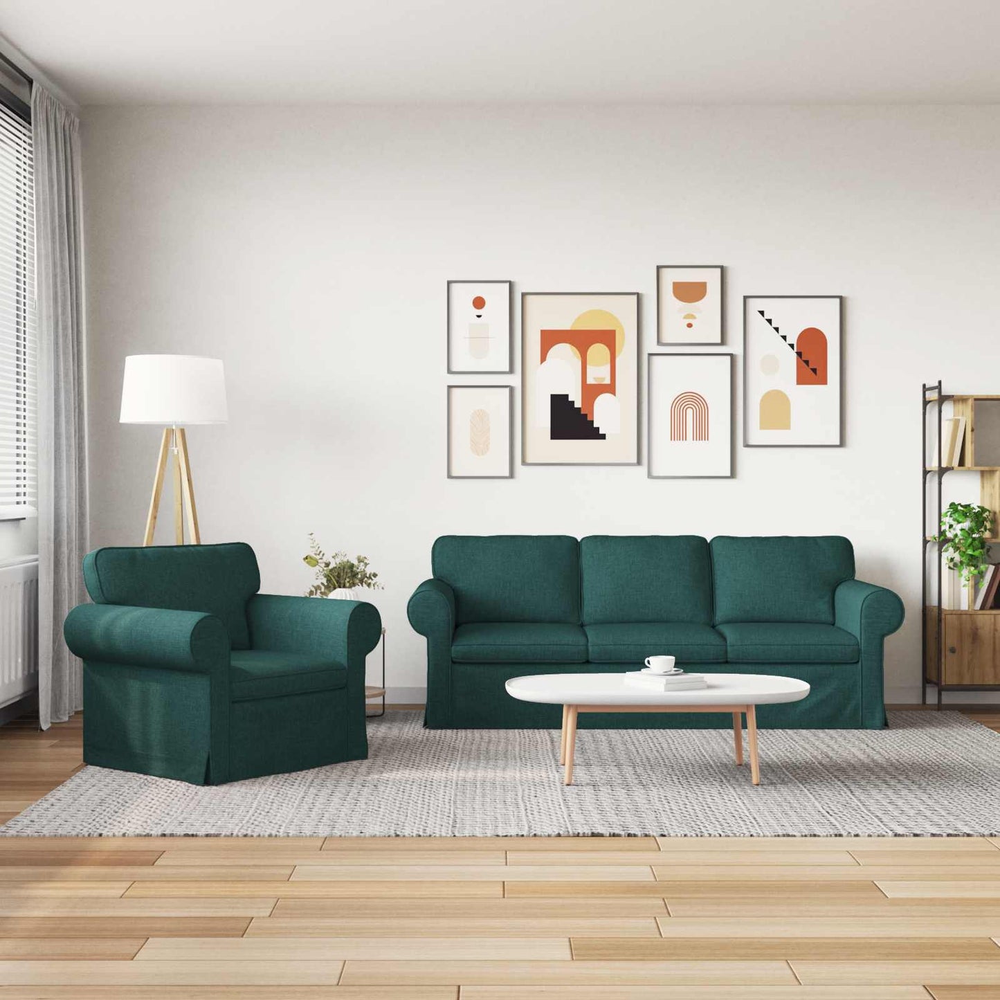 vidaXL Σετ Καναπέ 2 pcs Σκούρο Πράσινο 215 x 82 x 80 εκ ύφασμα