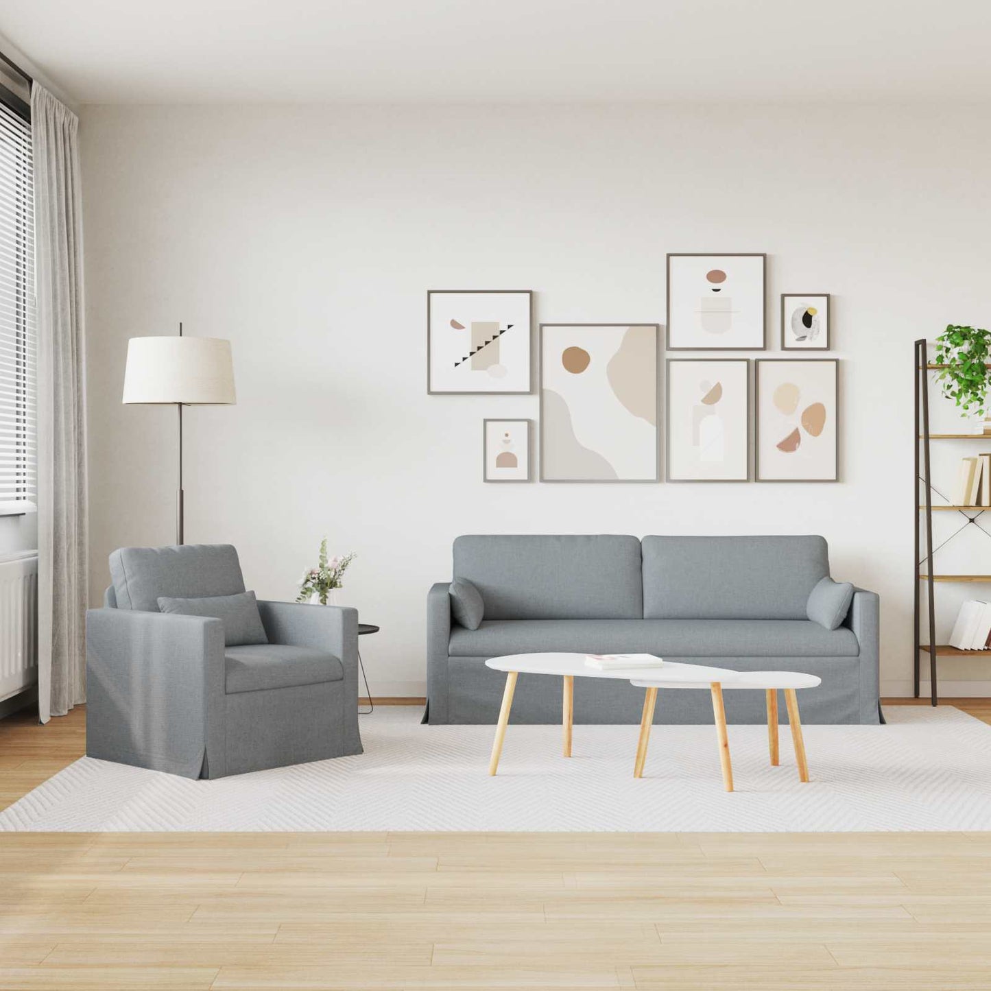 vidaXL Σετ Καναπέ 2 pcs Ανοιχτό γκρι 198 x 78 x 80 εκ ύφασμα