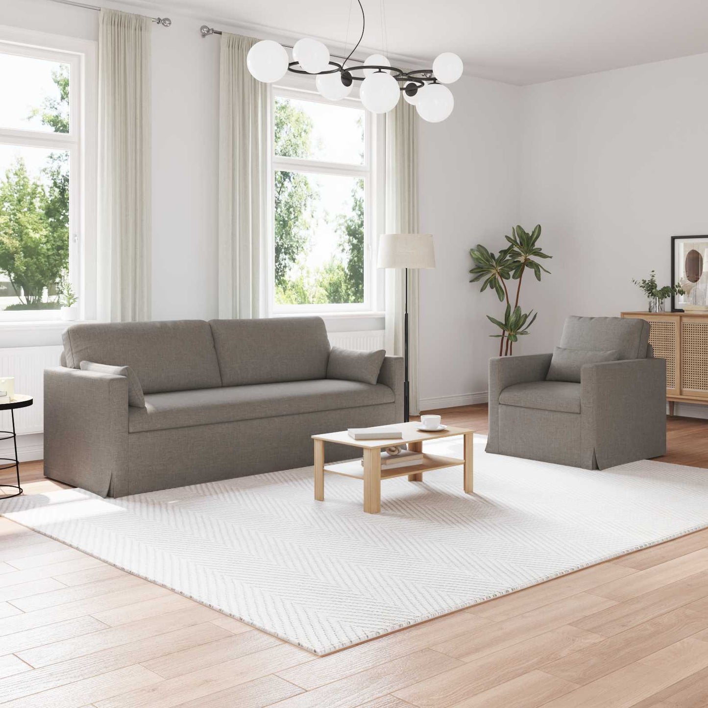 vidaXL Σετ Καναπέ 2 pcs Taupe 198 x 78 x 80 εκ ύφασμα