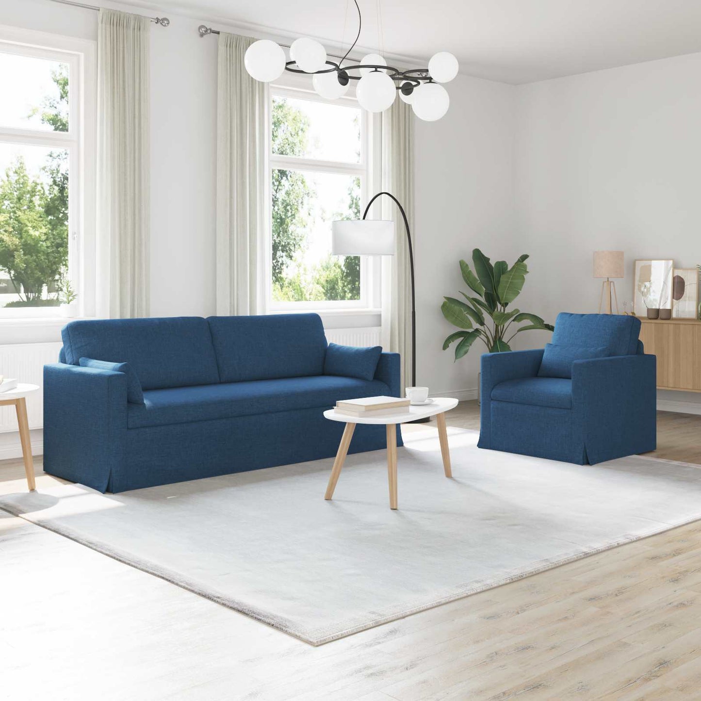 vidaXL Σετ Καναπέ 2 pcs Μπλε 198 x 78 x 80 εκ ύφασμα