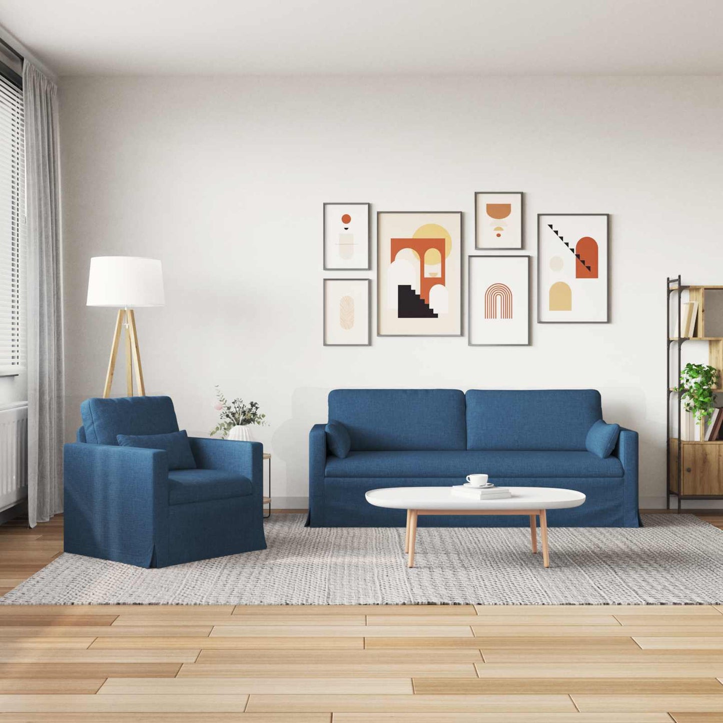 vidaXL Σετ Καναπέ 2 pcs Μπλε 198 x 78 x 80 εκ ύφασμα