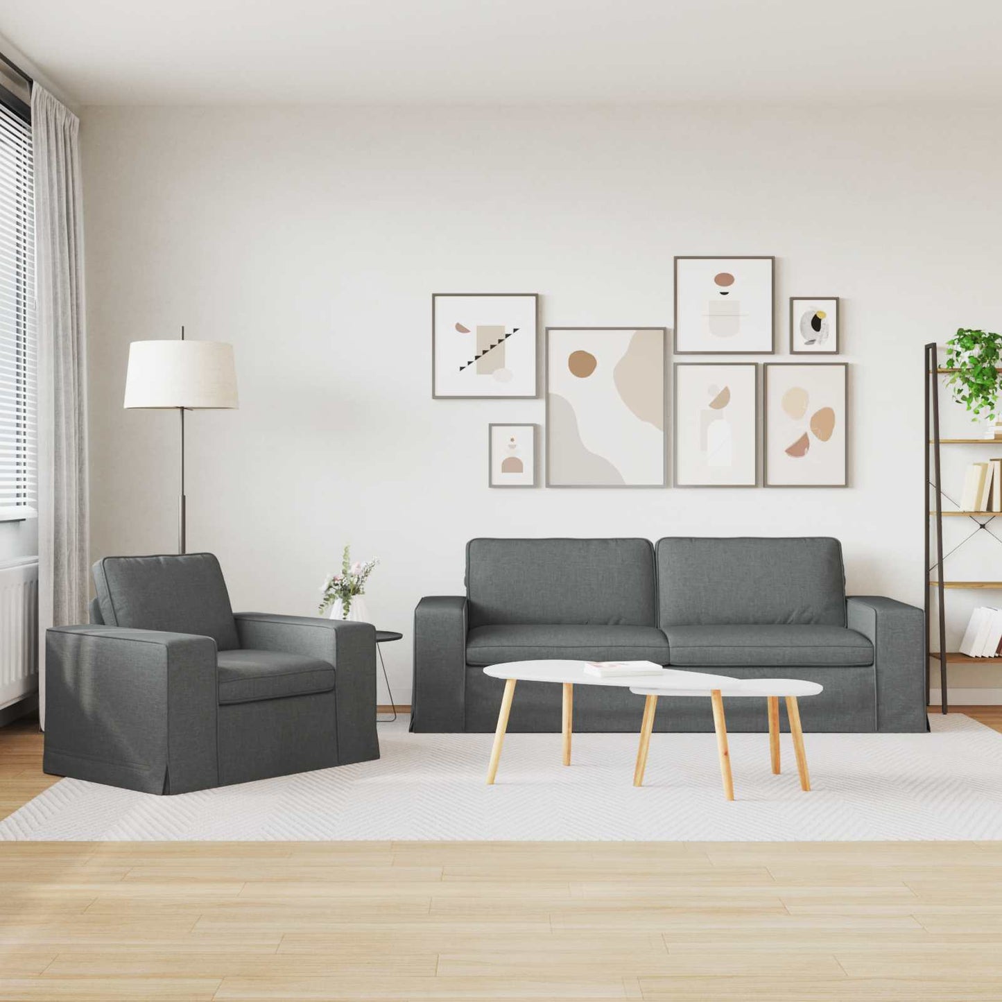 vidaXL Σετ Καναπέ 2 pcs Σκούρο Γκρι 182 x 80 x 82 εκ ύφασμα