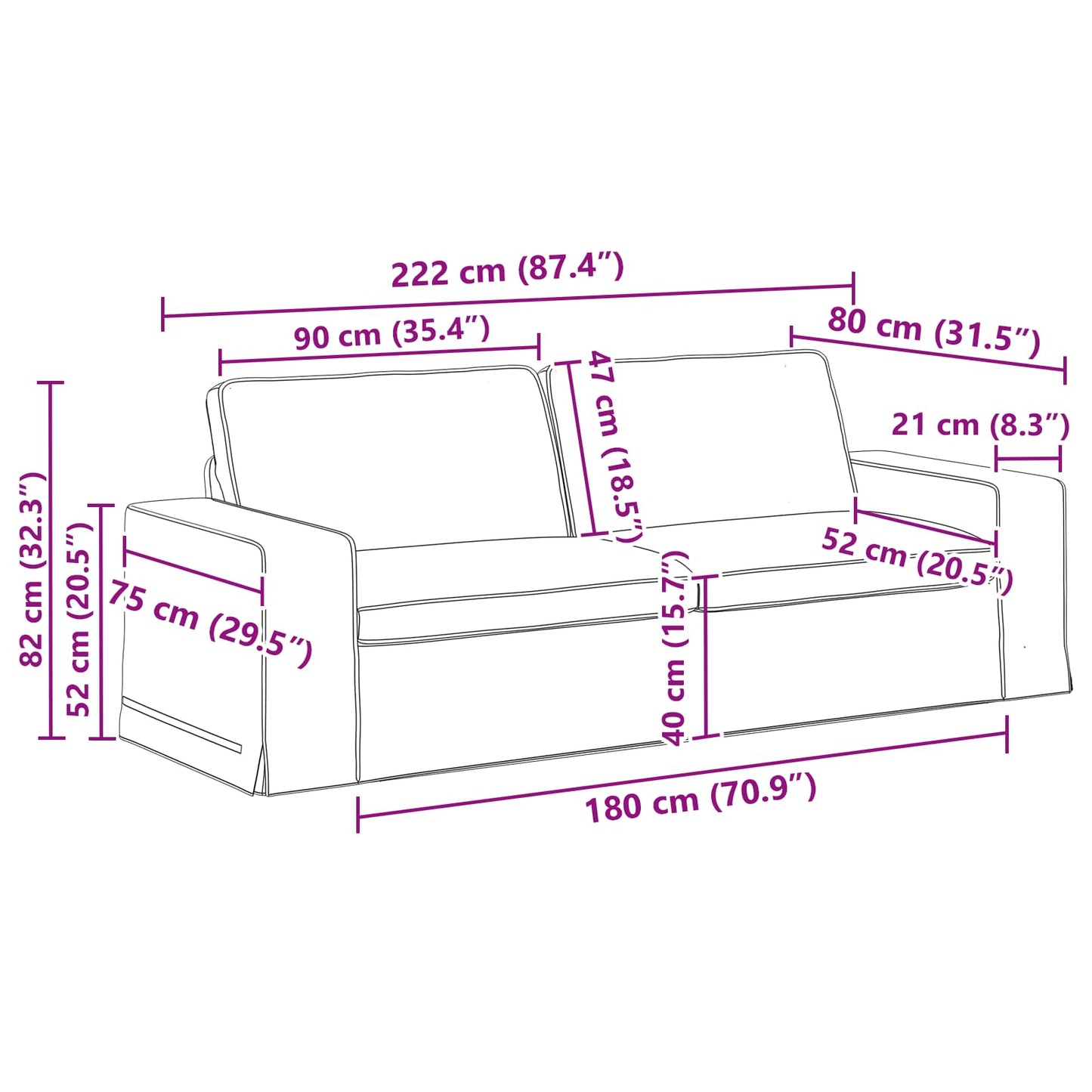 vidaXL Σετ Καναπέ 2 pcs Σκούρο Γκρι 182 x 80 x 82 εκ ύφασμα